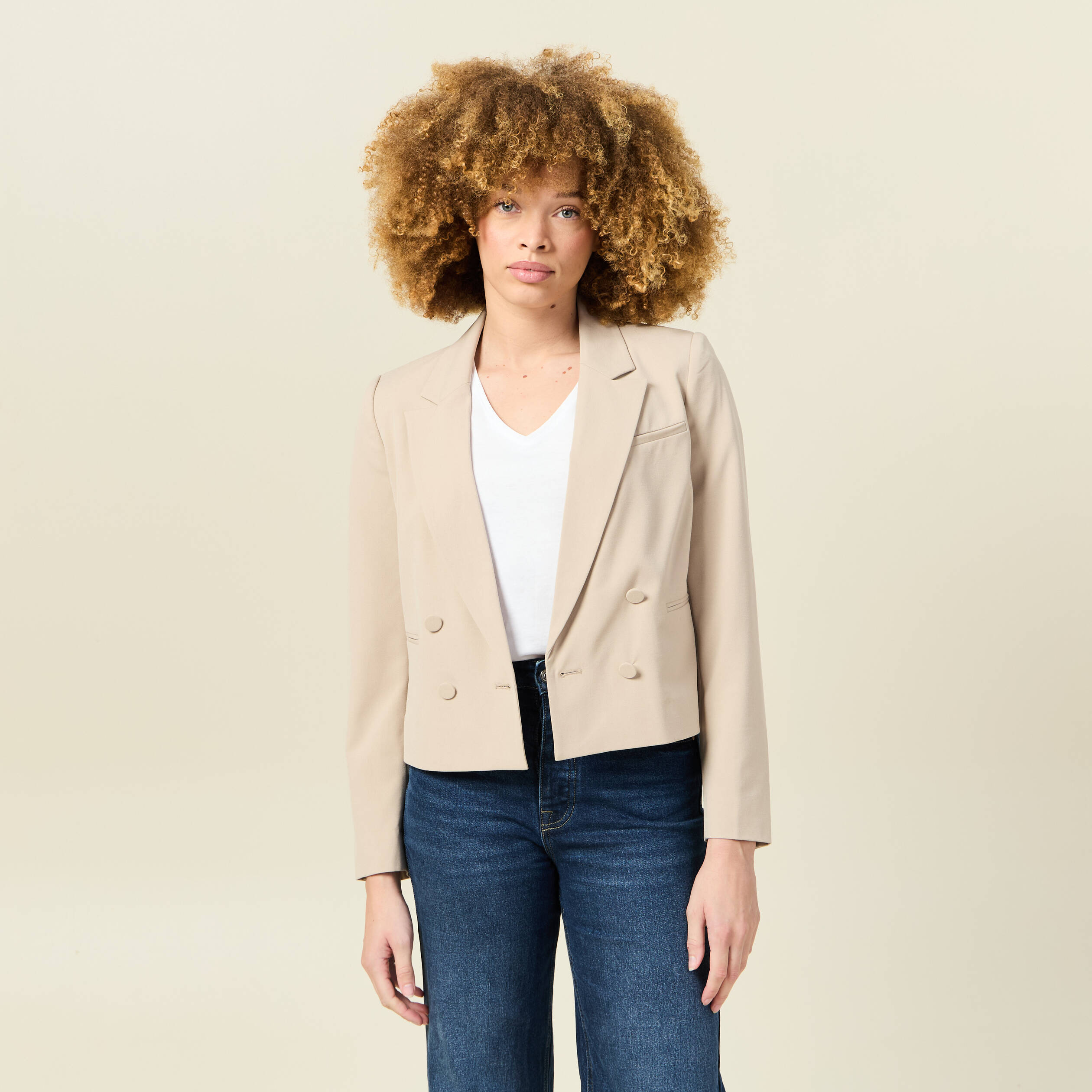 veste blazer double boutonnage beige femme Veste blazer double boutonnage beige femme