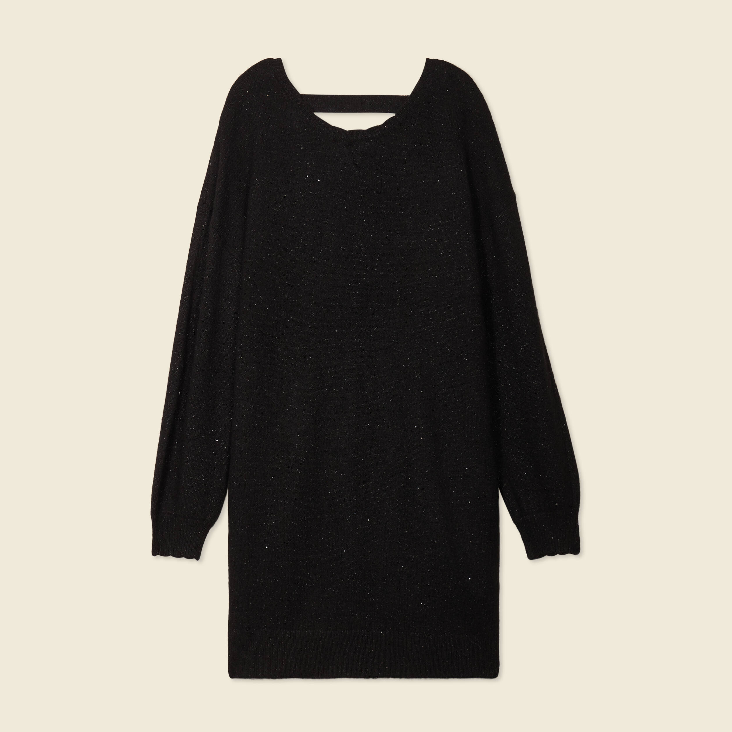 Robe pull droite sequins noir femme