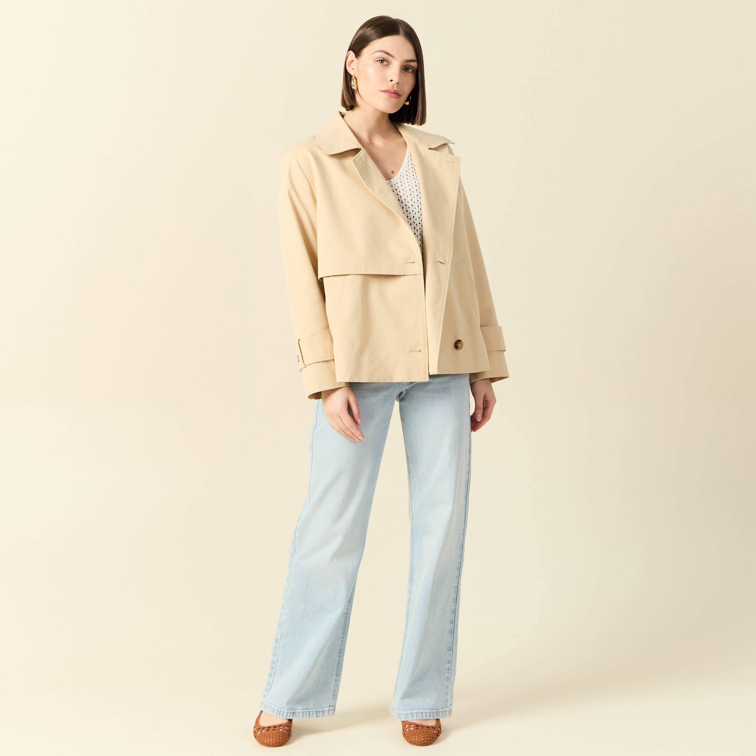 pull col en v eco responsable ecru femme Pull col en V éco-responsable ecru femme
