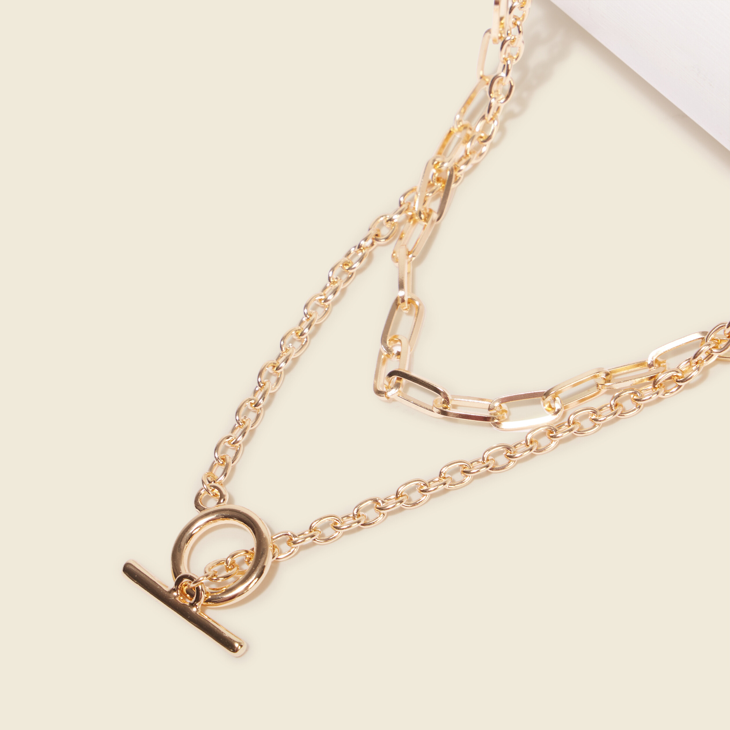 Collier chaînes 2 rangs couleur or femme