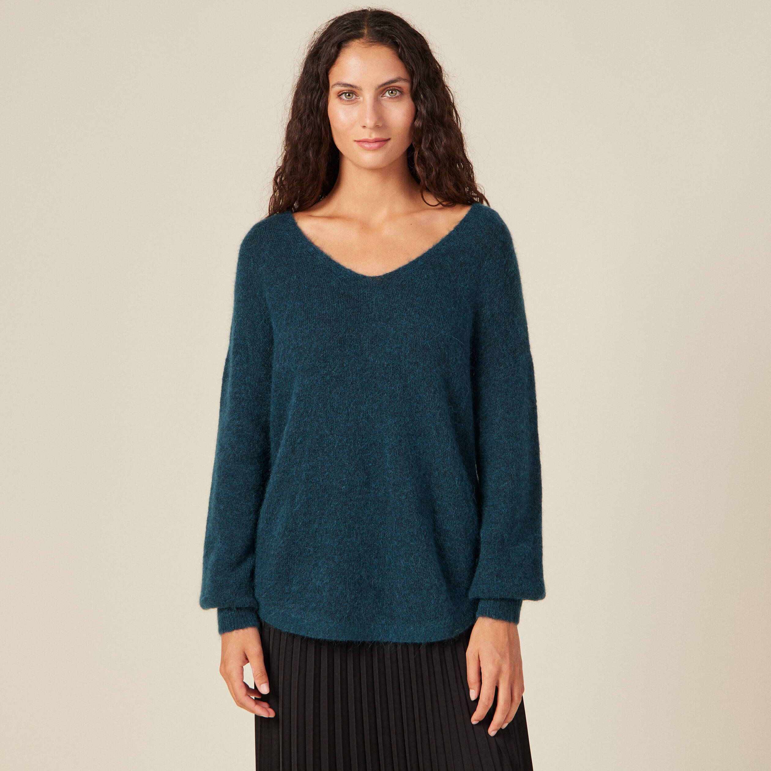 Pull éco-responsable bleu canard femme