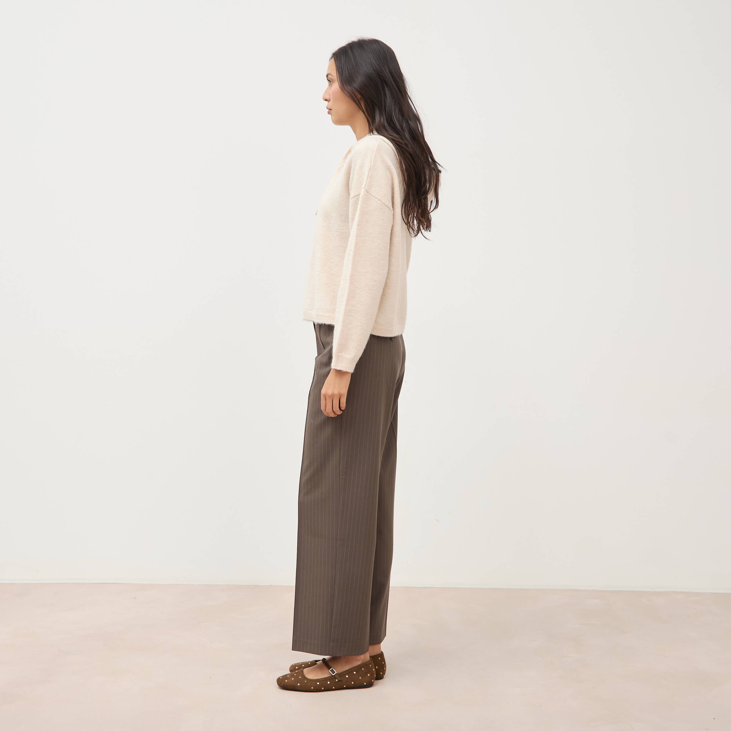Pull &agrave; capuche zipp&eacute; beige femme