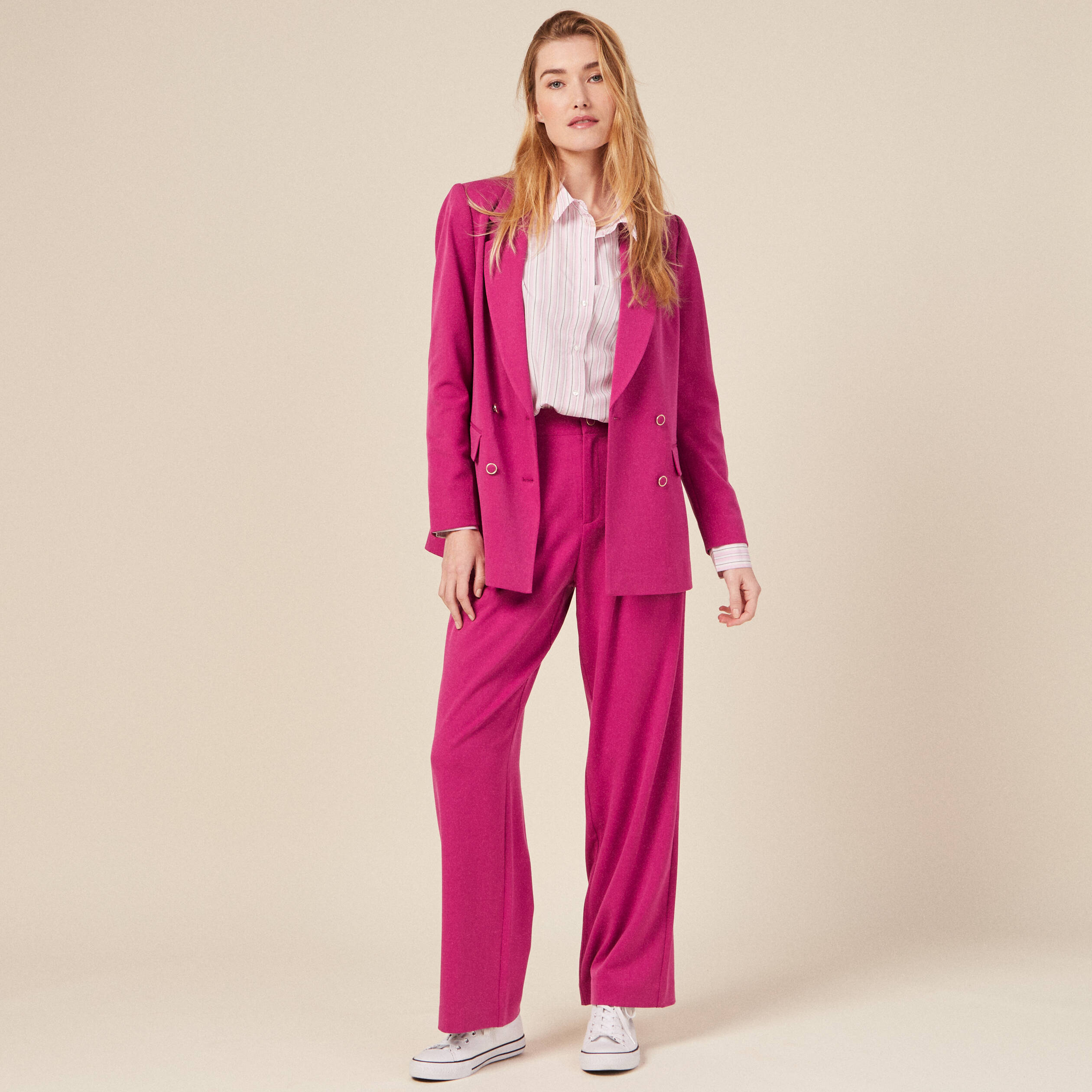 veste blazer double boutonnage violet clair femme Veste blazer double boutonnage violet clair femme