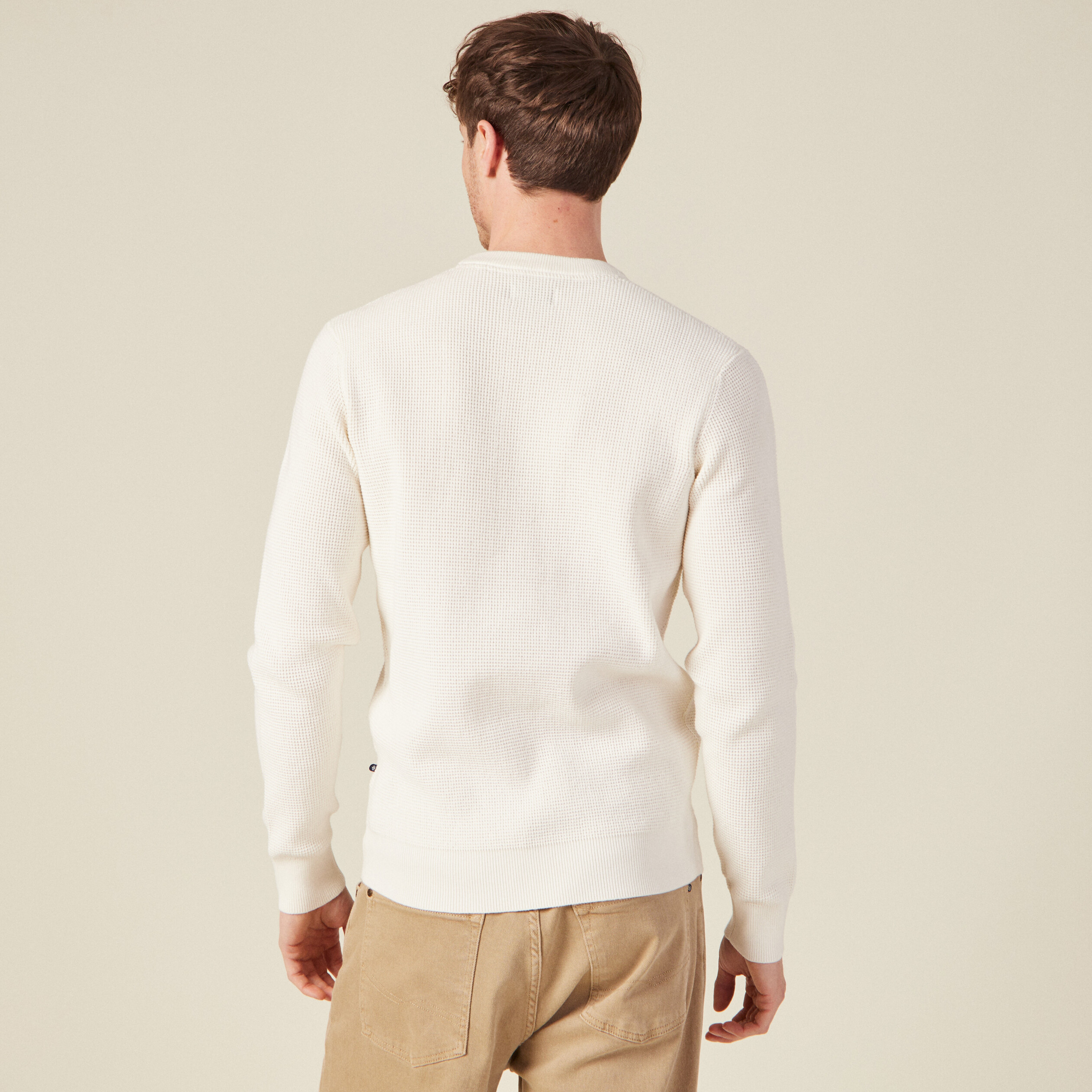 pull manches longues col rond ecru homme Pull manches longues col rond ecru homme
