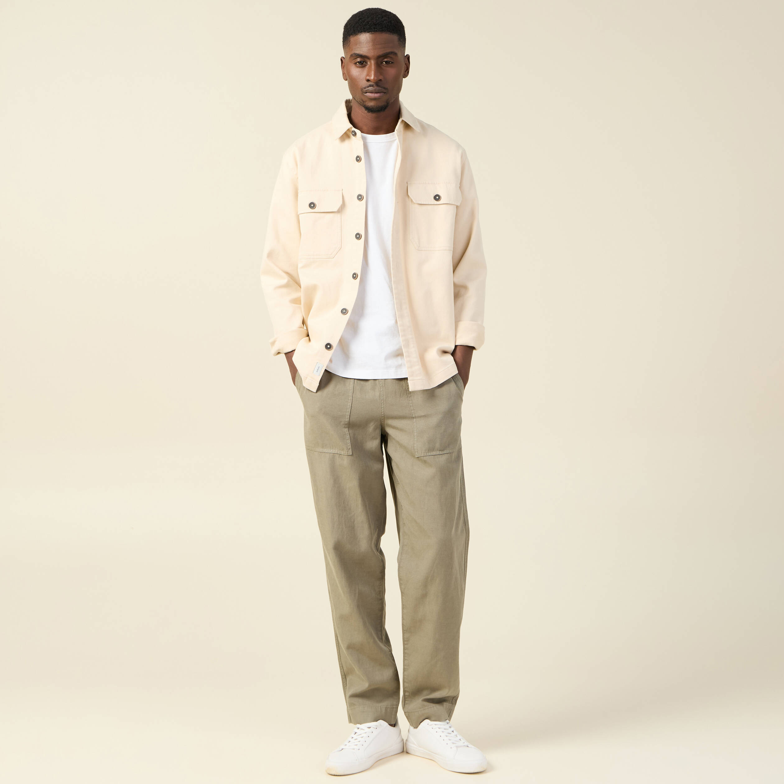 pantalon chino a coulisse vert kaki homme Pantalon chino à coulisse vert kaki homme