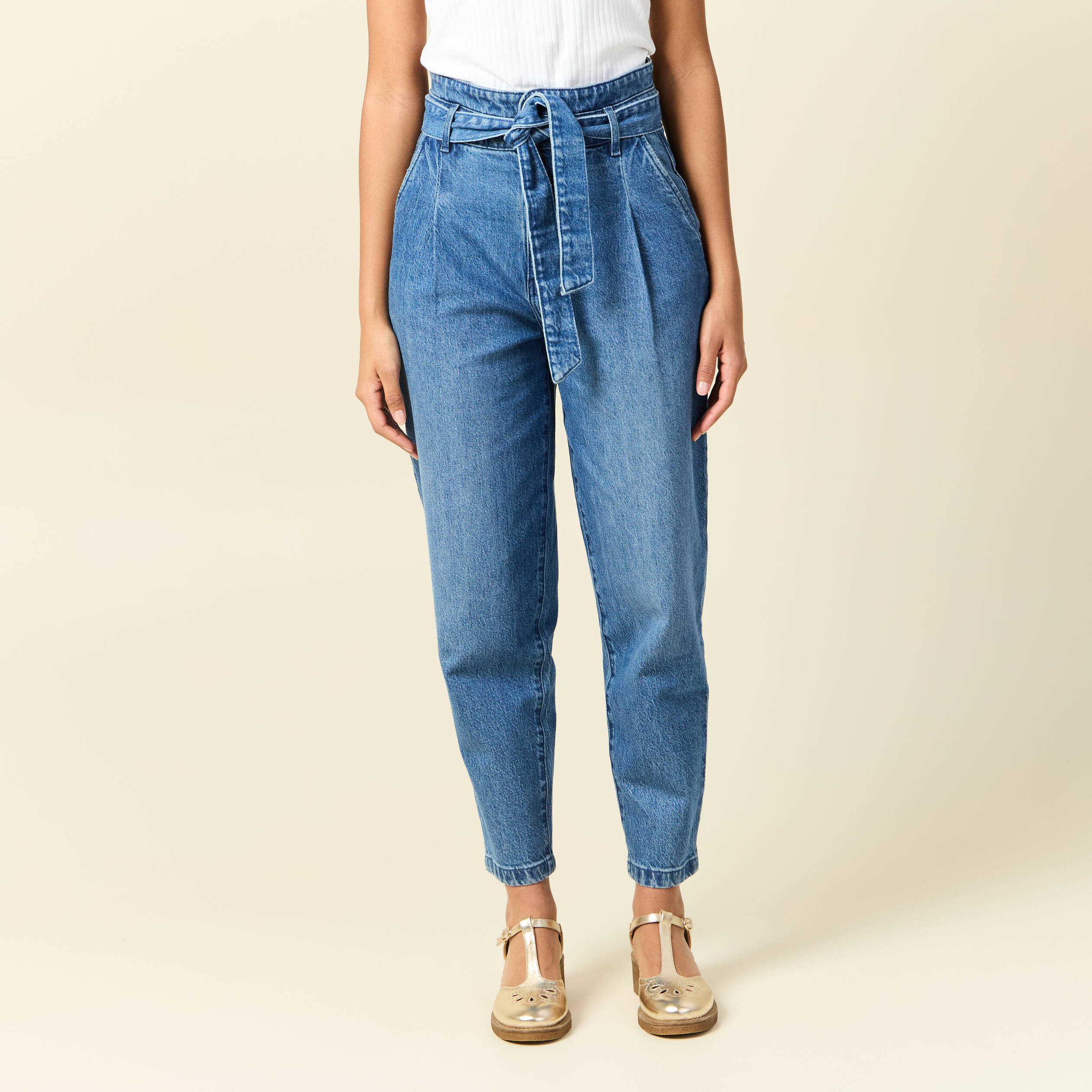 jeans slouchy taille haute denim stone femme Jeans slouchy taille haute denim stone femme