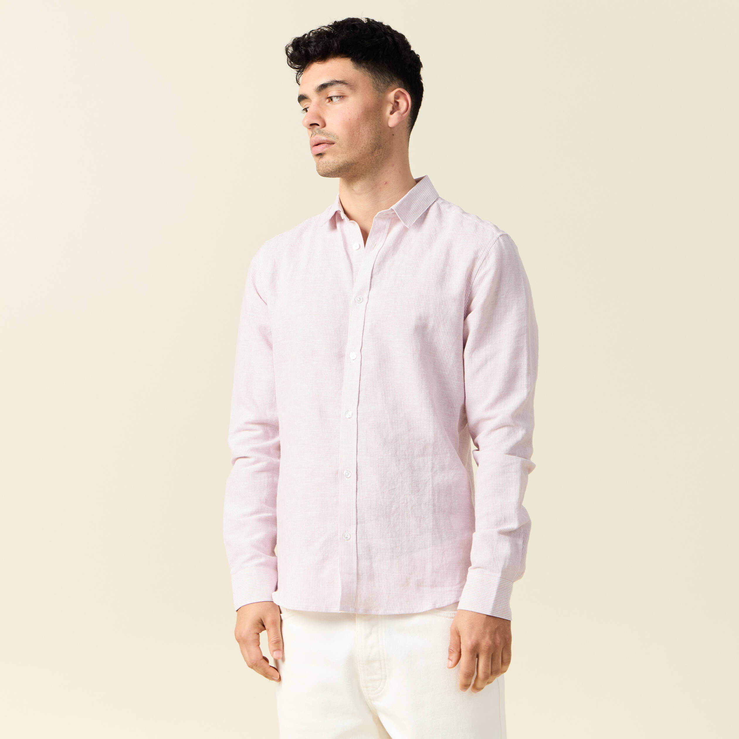 chemise manches longues vieux rose homme Chemise manches longues vieux rose homme