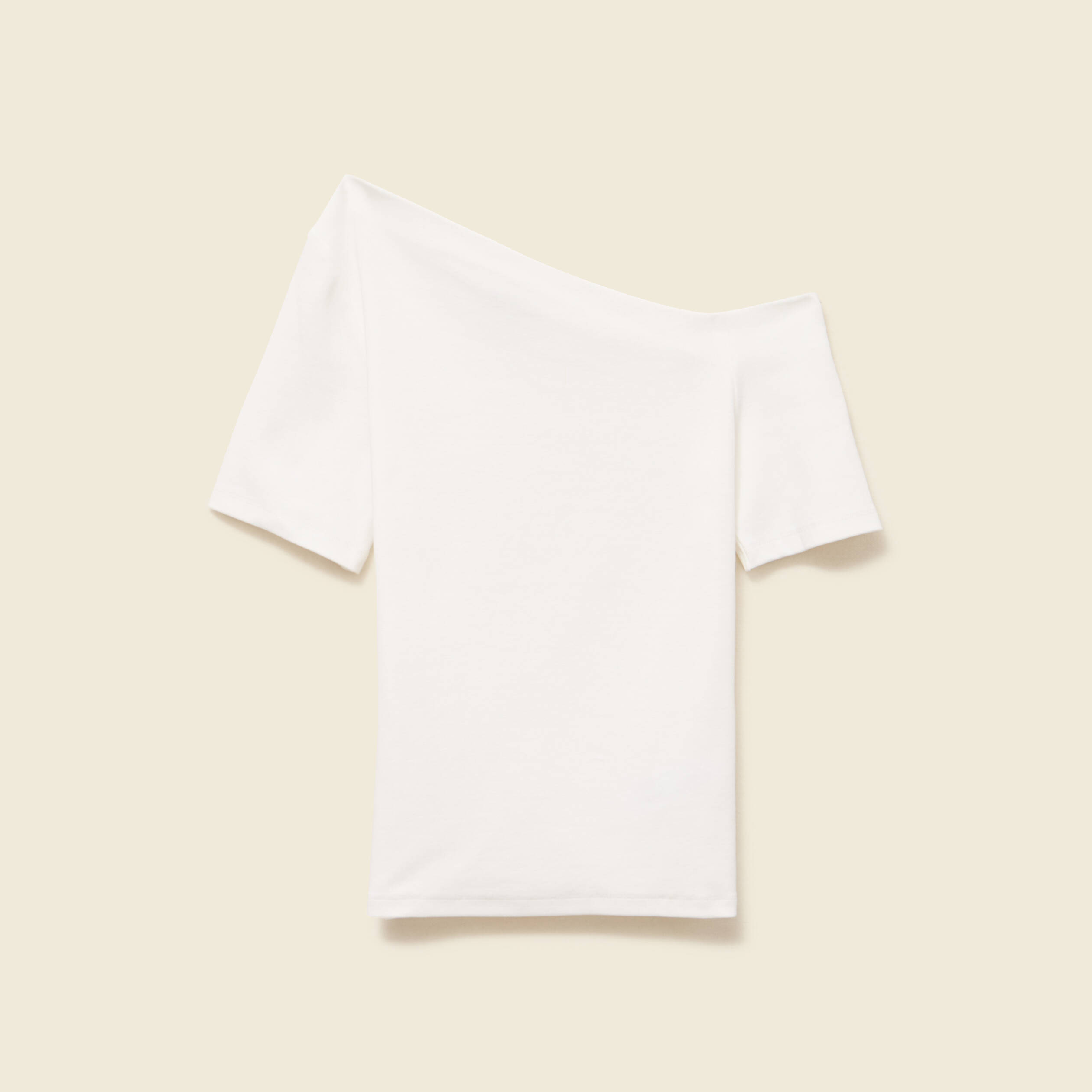 t shirt asymetrique manches courtes ecru femme T-shirt asymétrique manches courtes ecru femme