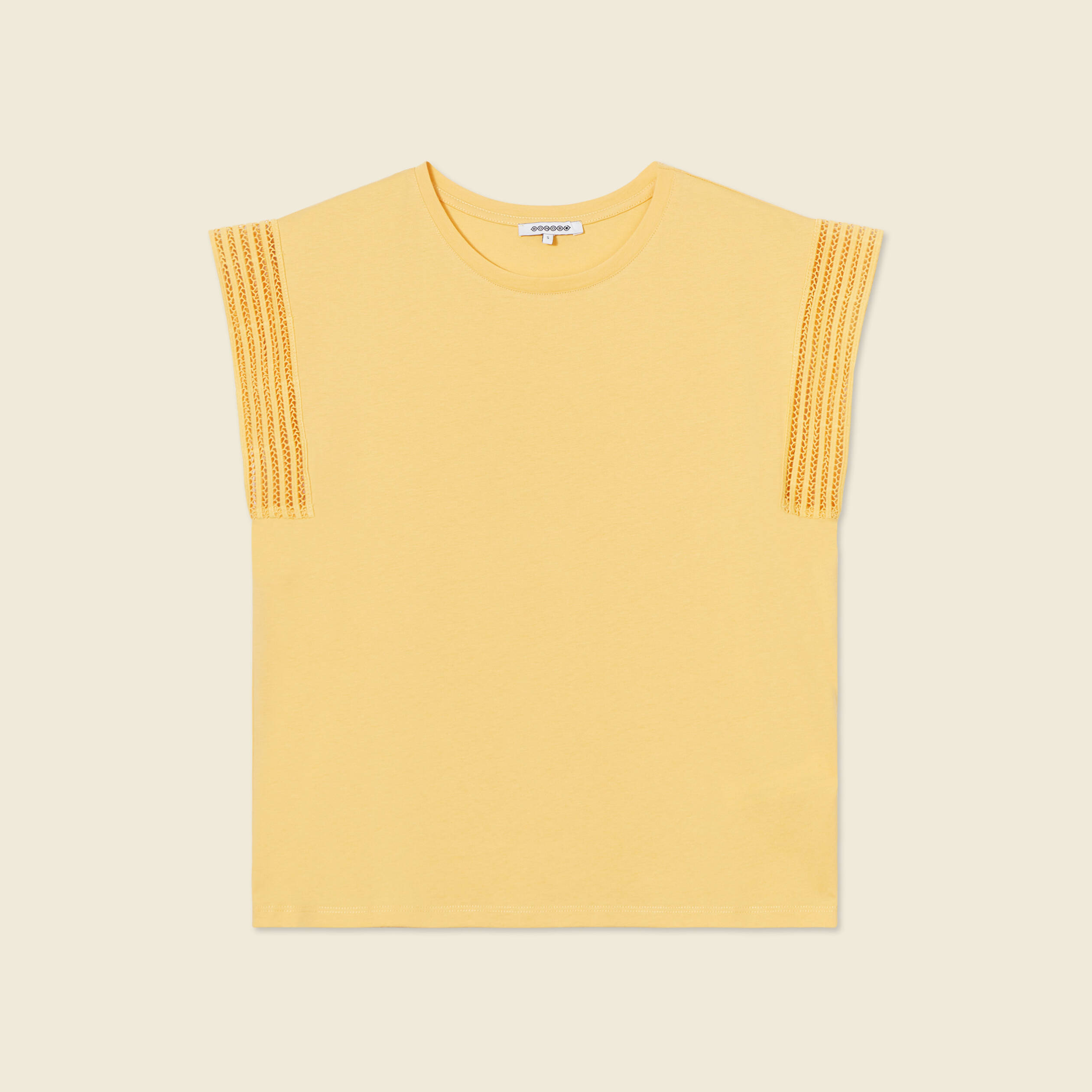 T-shirt manches courtes jaune moutarde femme
