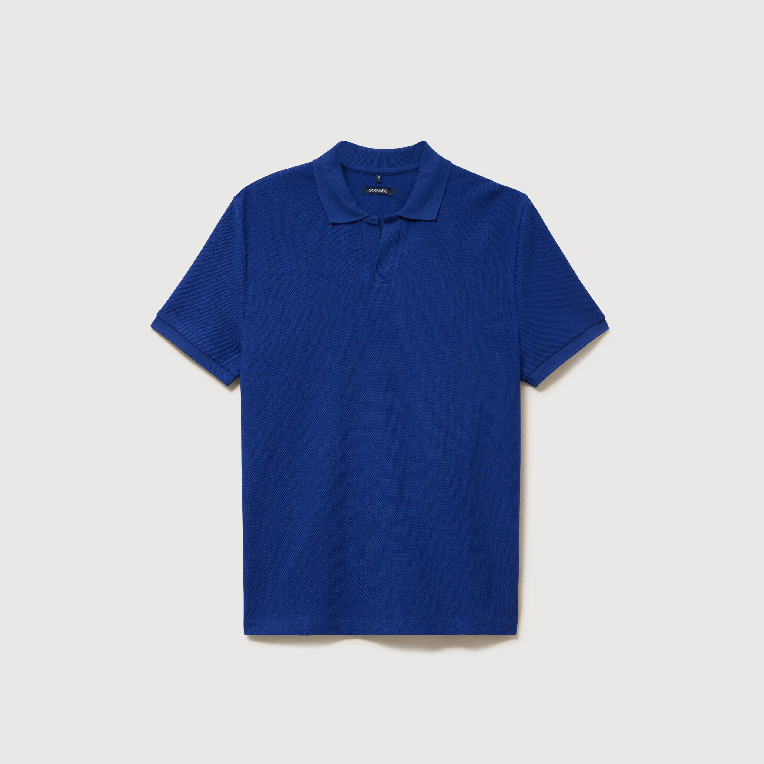 Polo cintr&eacute; manches courtes en coton bleu electrique homme