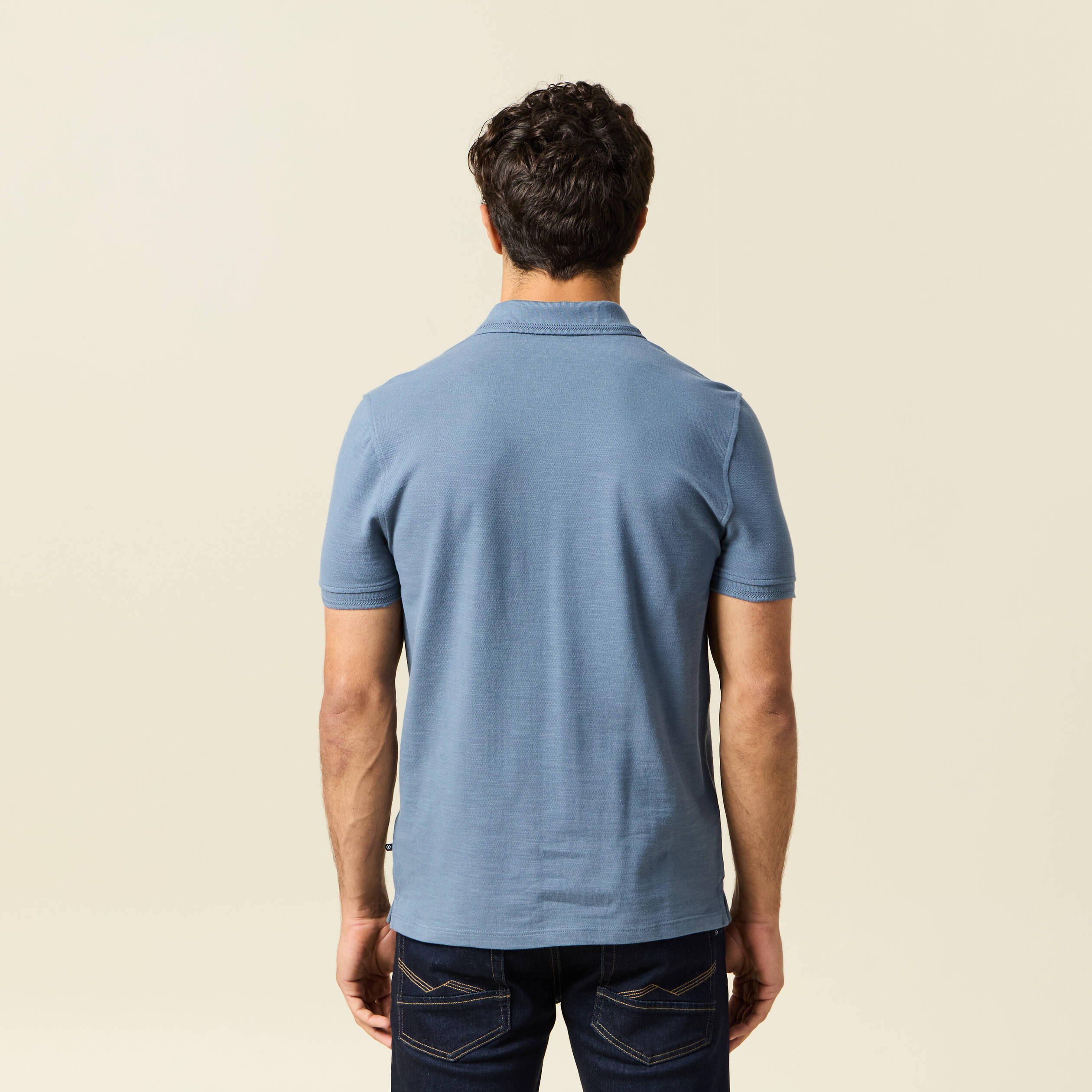 polo cintre manches courtes en coton bleu fonce homme Polo cintré manches courtes en coton bleu foncé homme
