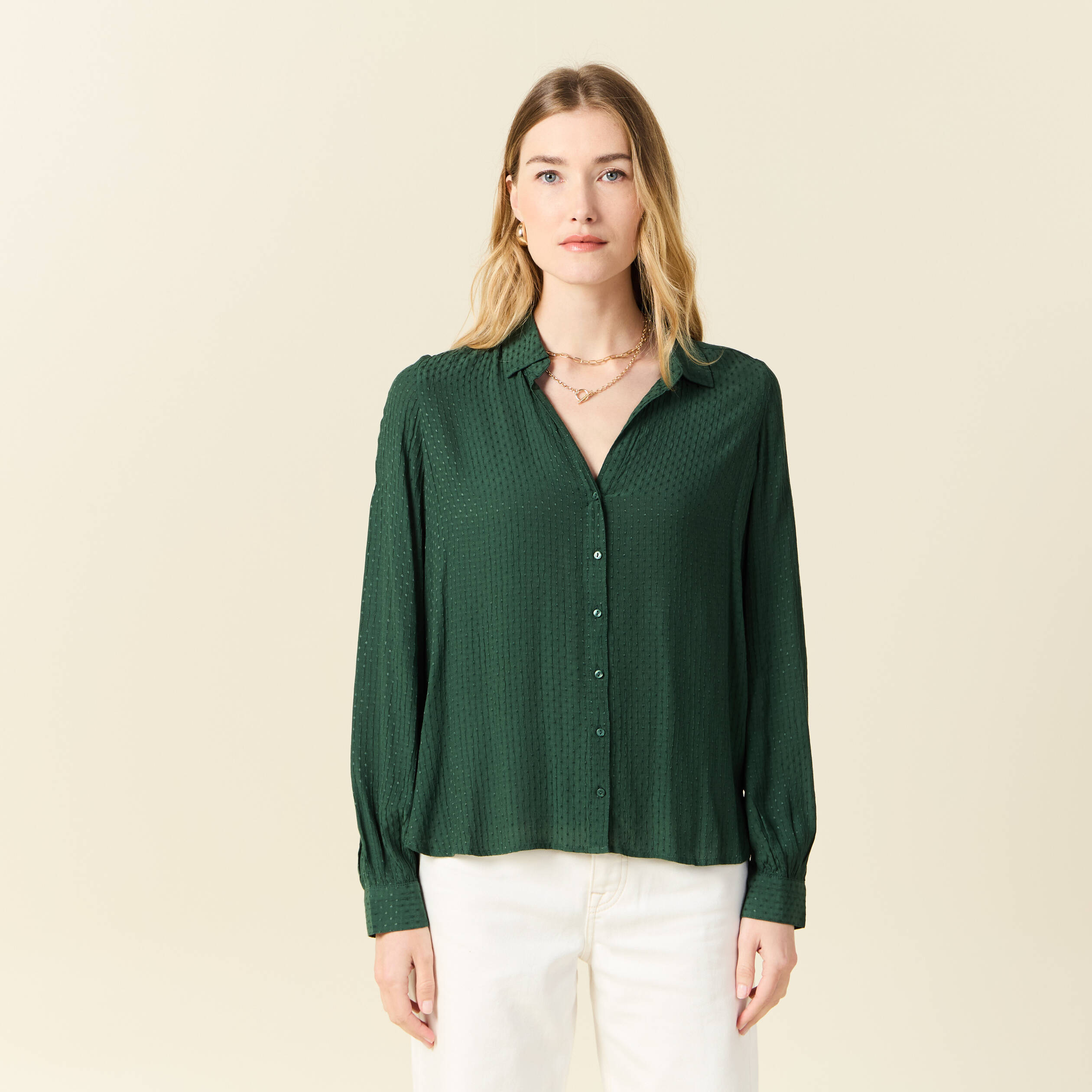 chemise manches longues vert fonce femme Chemise manches longues vert foncé femme