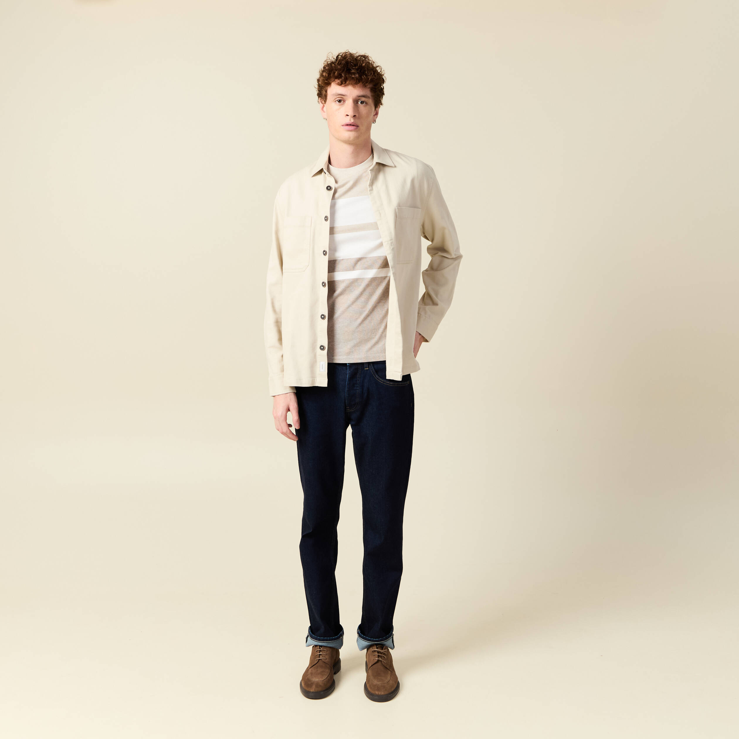 T-shirt manches courtes beige homme