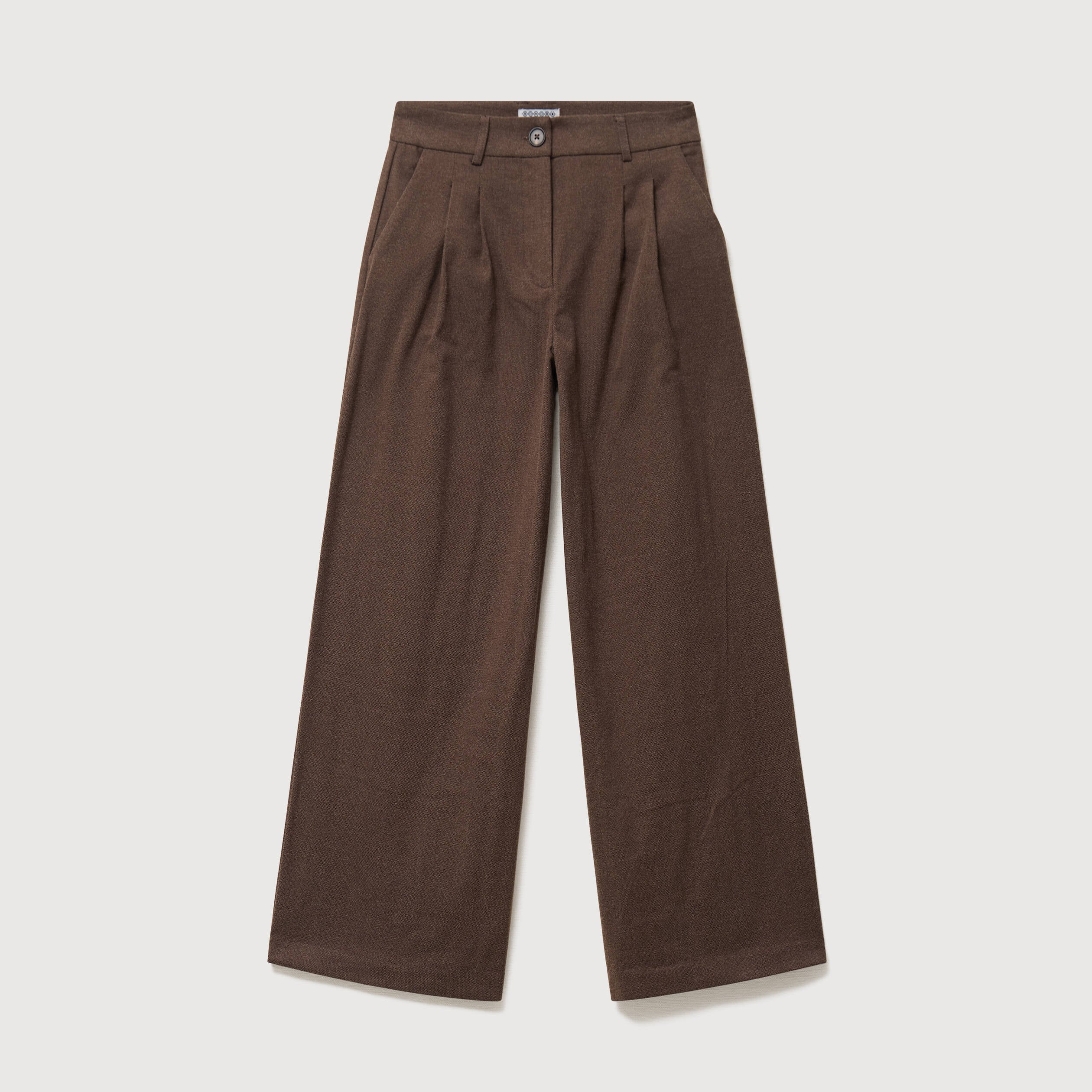 Pantalon large taille standard marron fonc&eacute; femme
