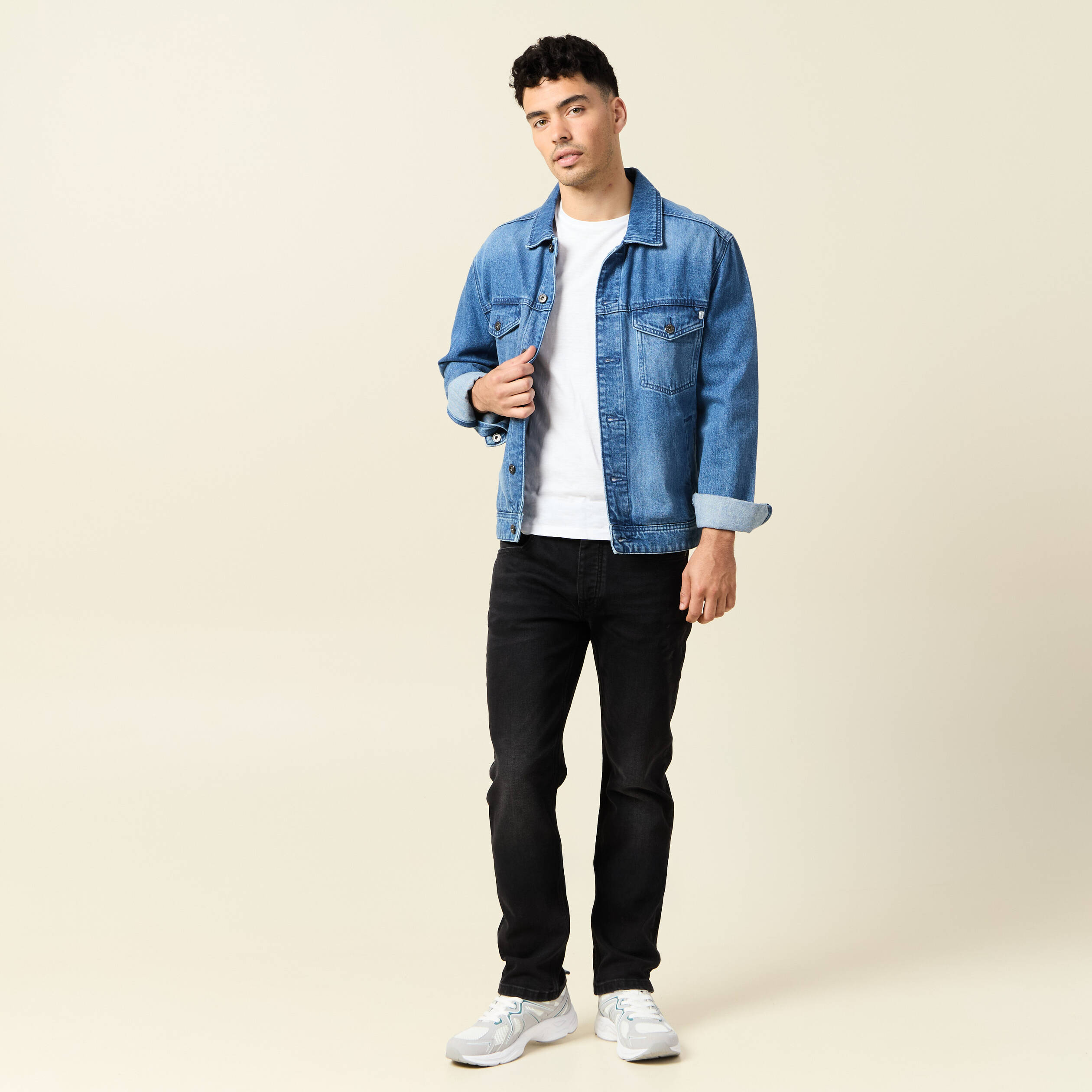 Jeans straight 5 poches denim noir homme