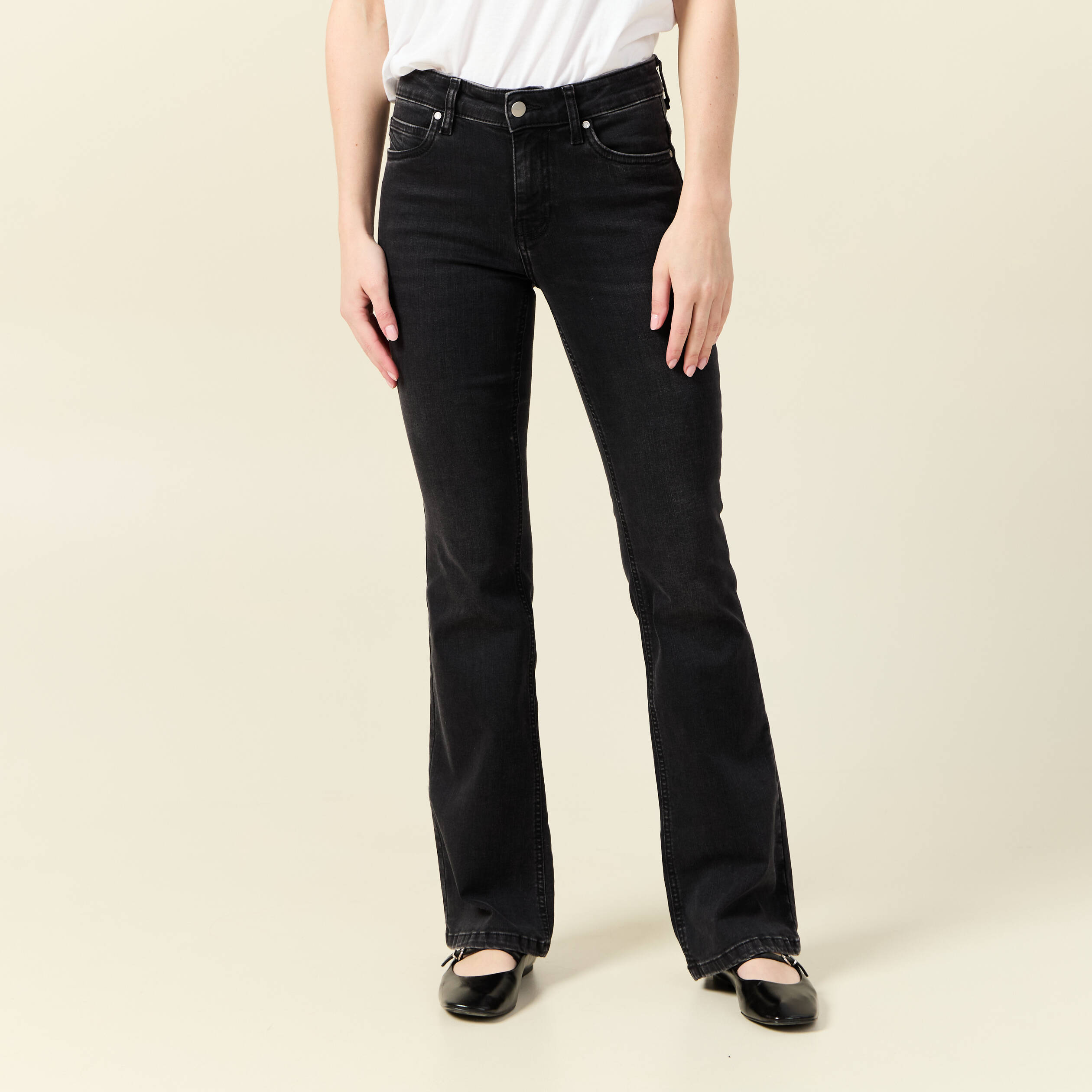 jeans bootcut 5 poches denim gris femme Jeans bootcut 5 poches denim gris femme