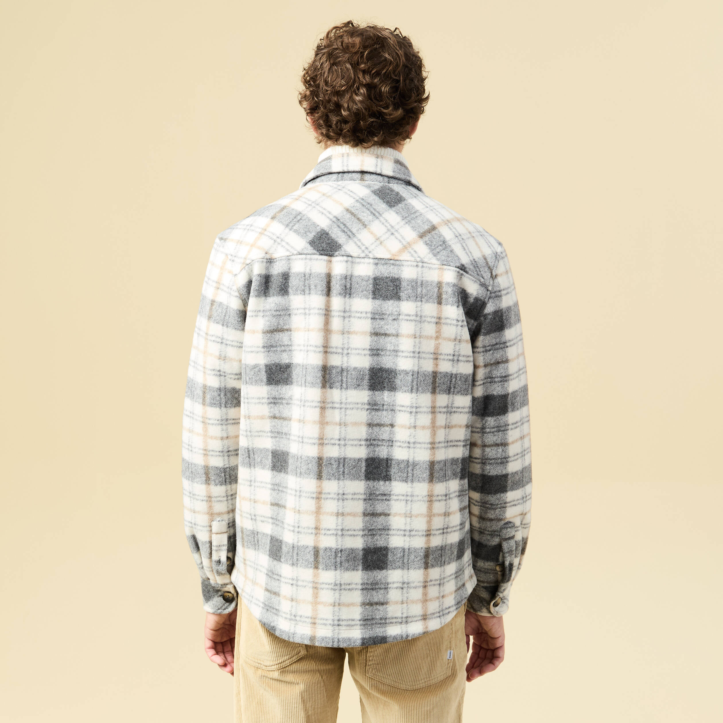 Surchemise oversize courte doubl&eacute;e gris homme