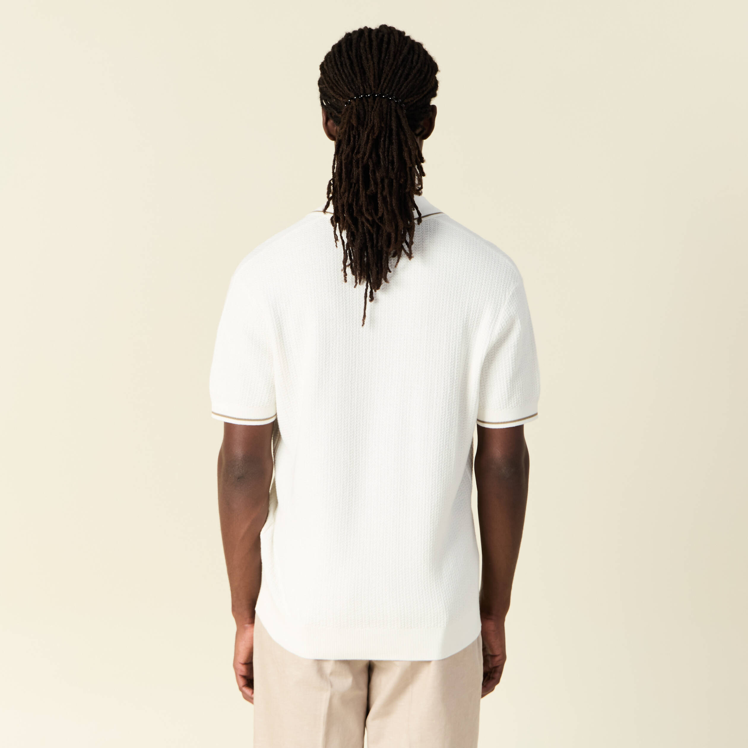 Polo manches courtes ecru homme