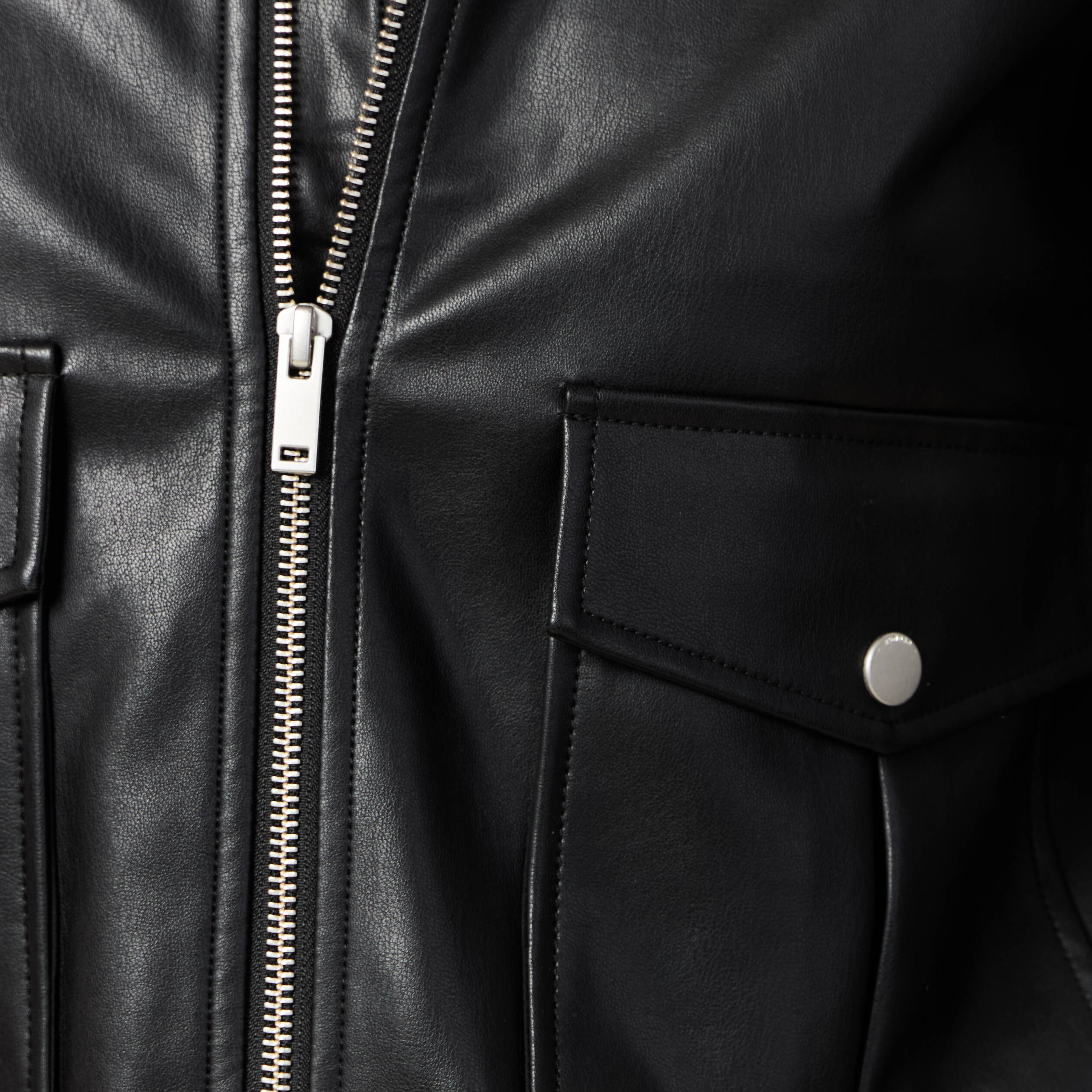 Blouson simili cuir noir femme