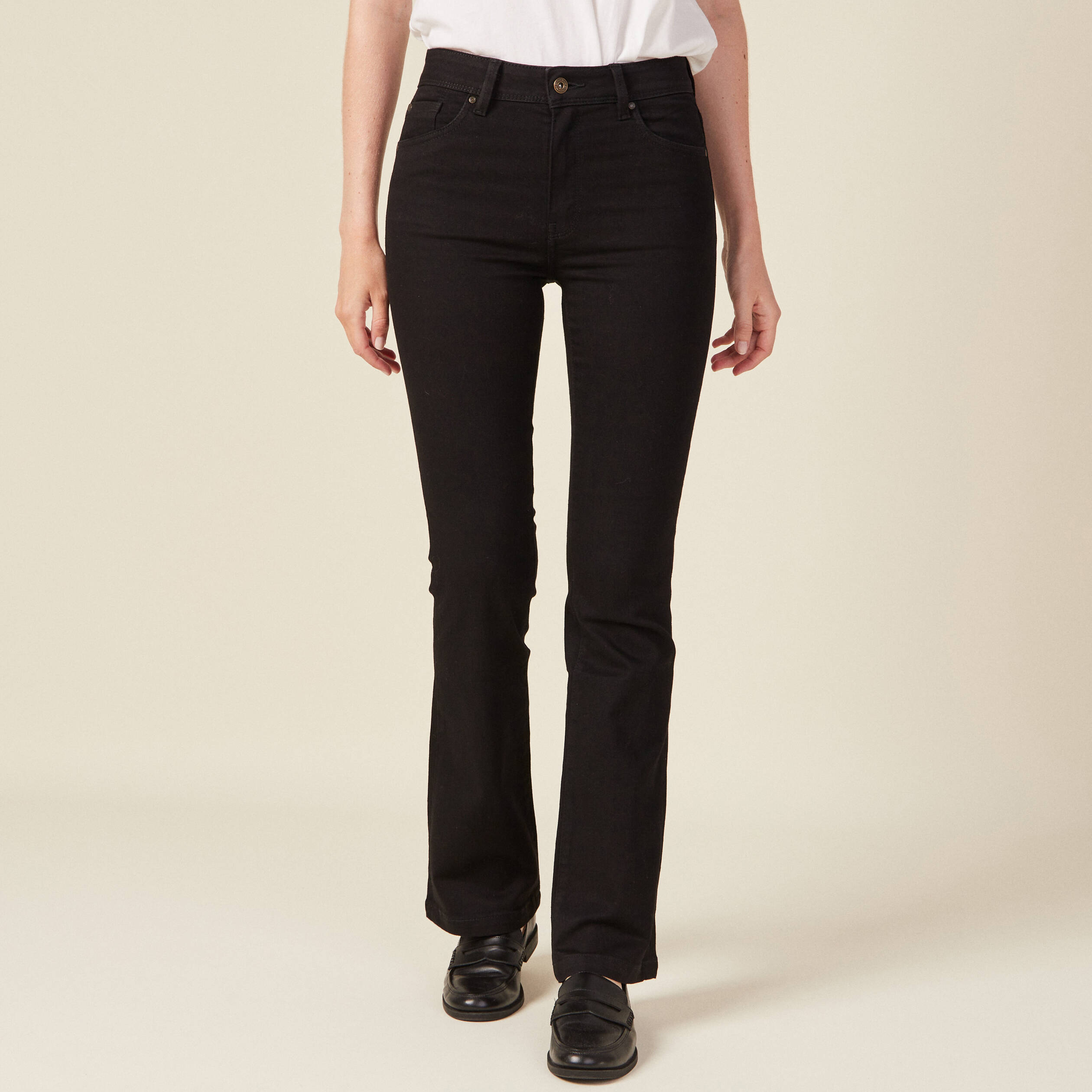 Jeans bootcut denim noir femme