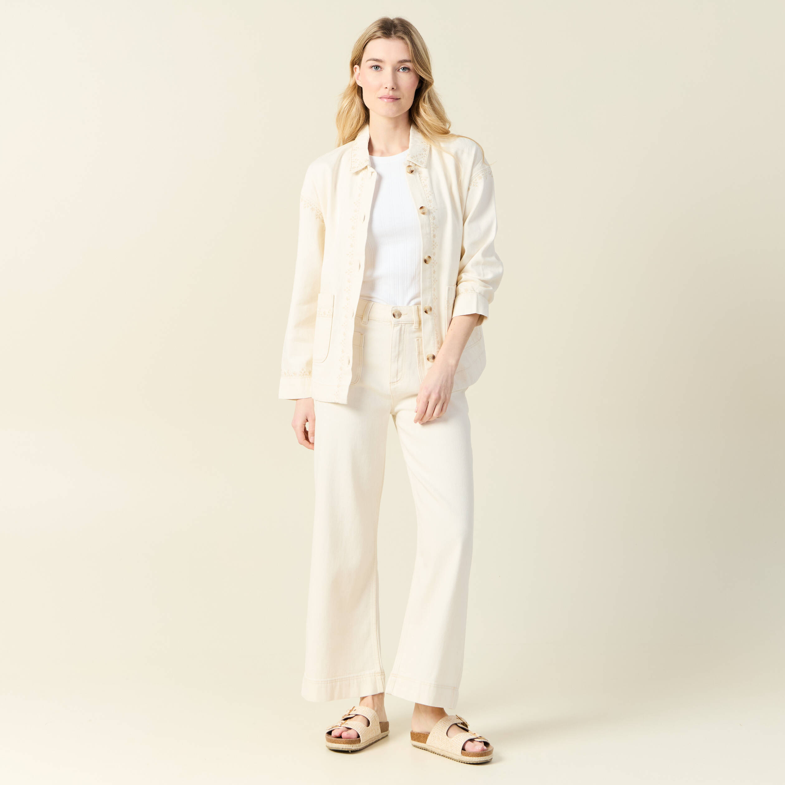 pantalon large denim blanc femme Pantalon large denim blanc femme