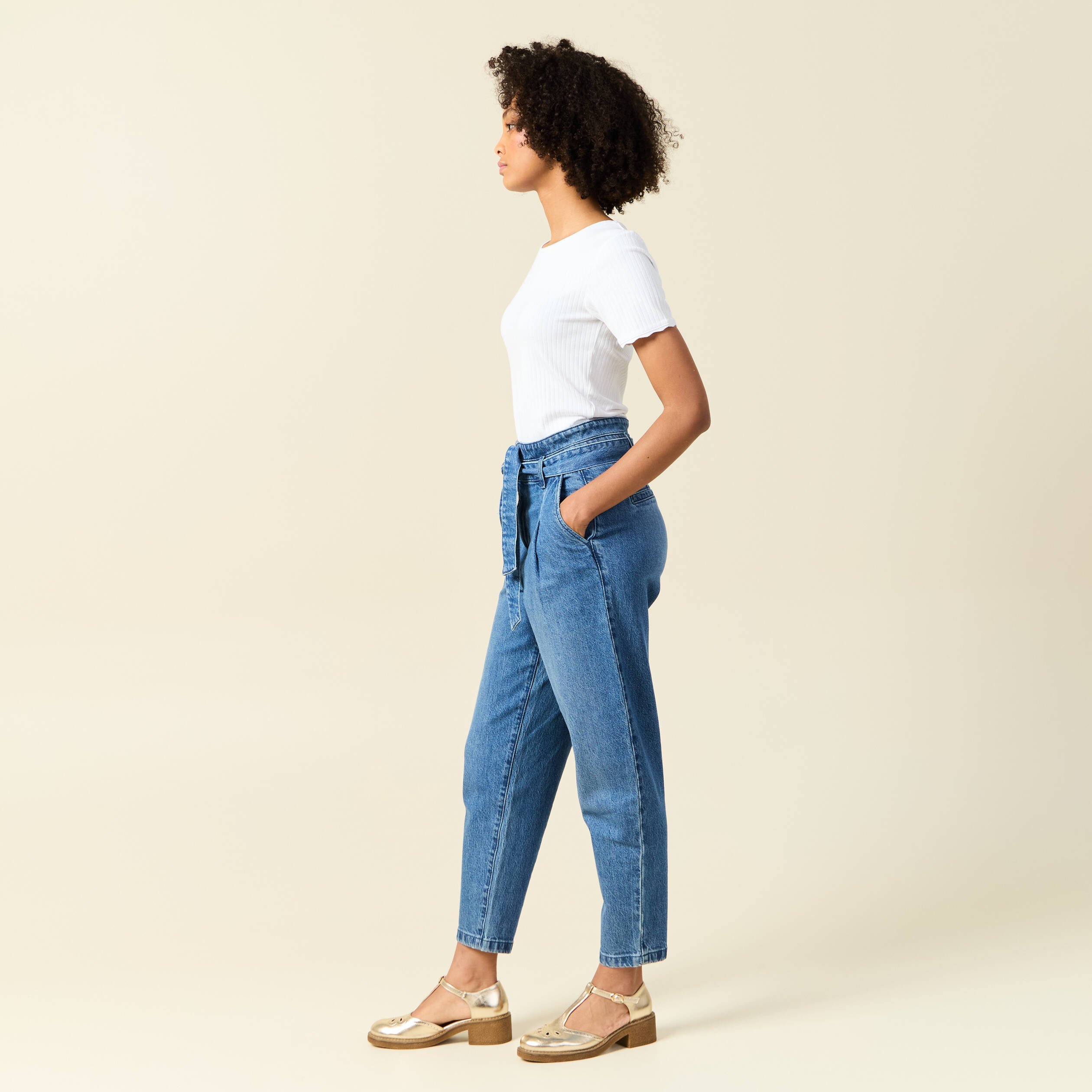 jeans slouchy taille haute denim stone femme Jeans slouchy taille haute denim stone femme