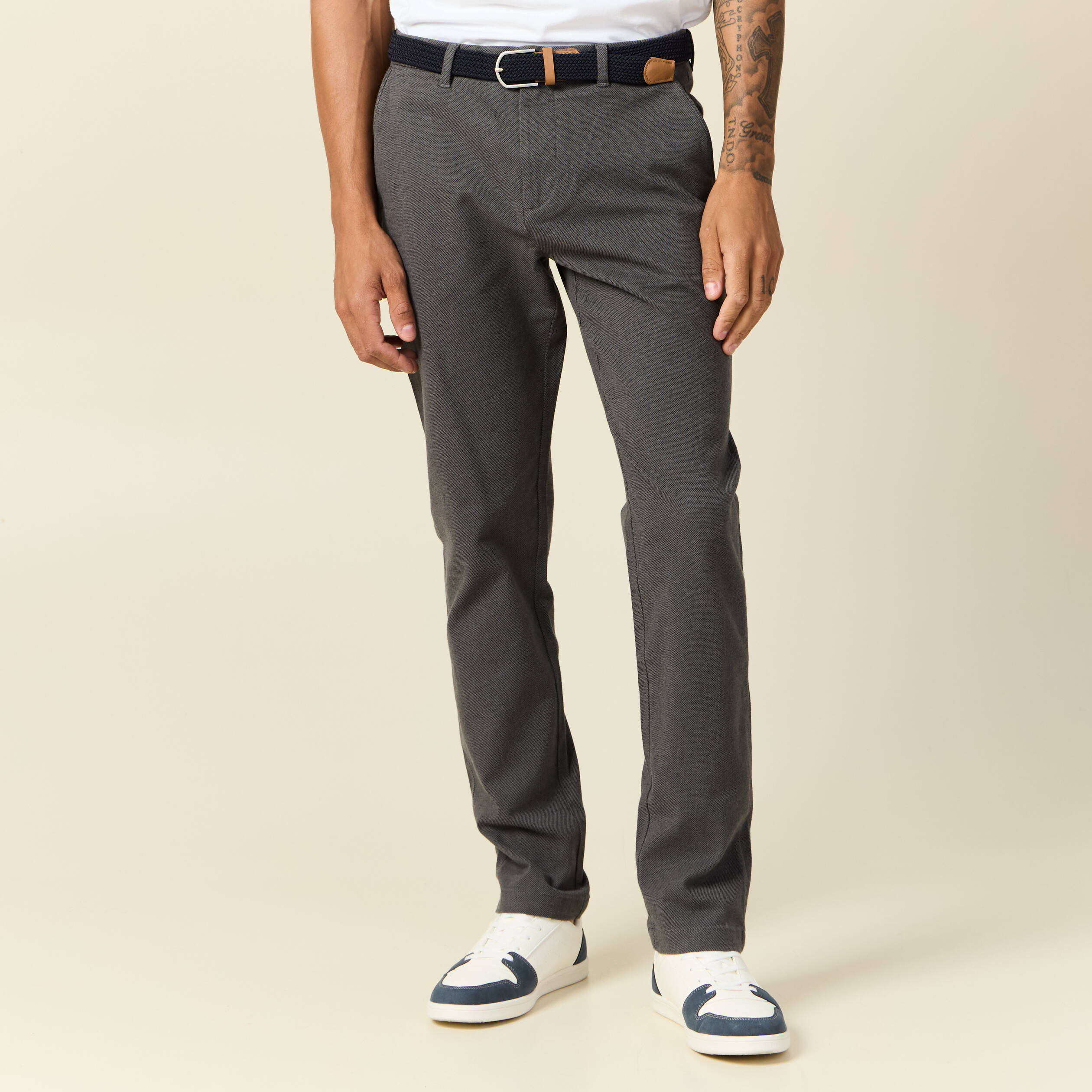 pantalon chino straight gris fonce homme Pantalon chino straight gris foncé homme