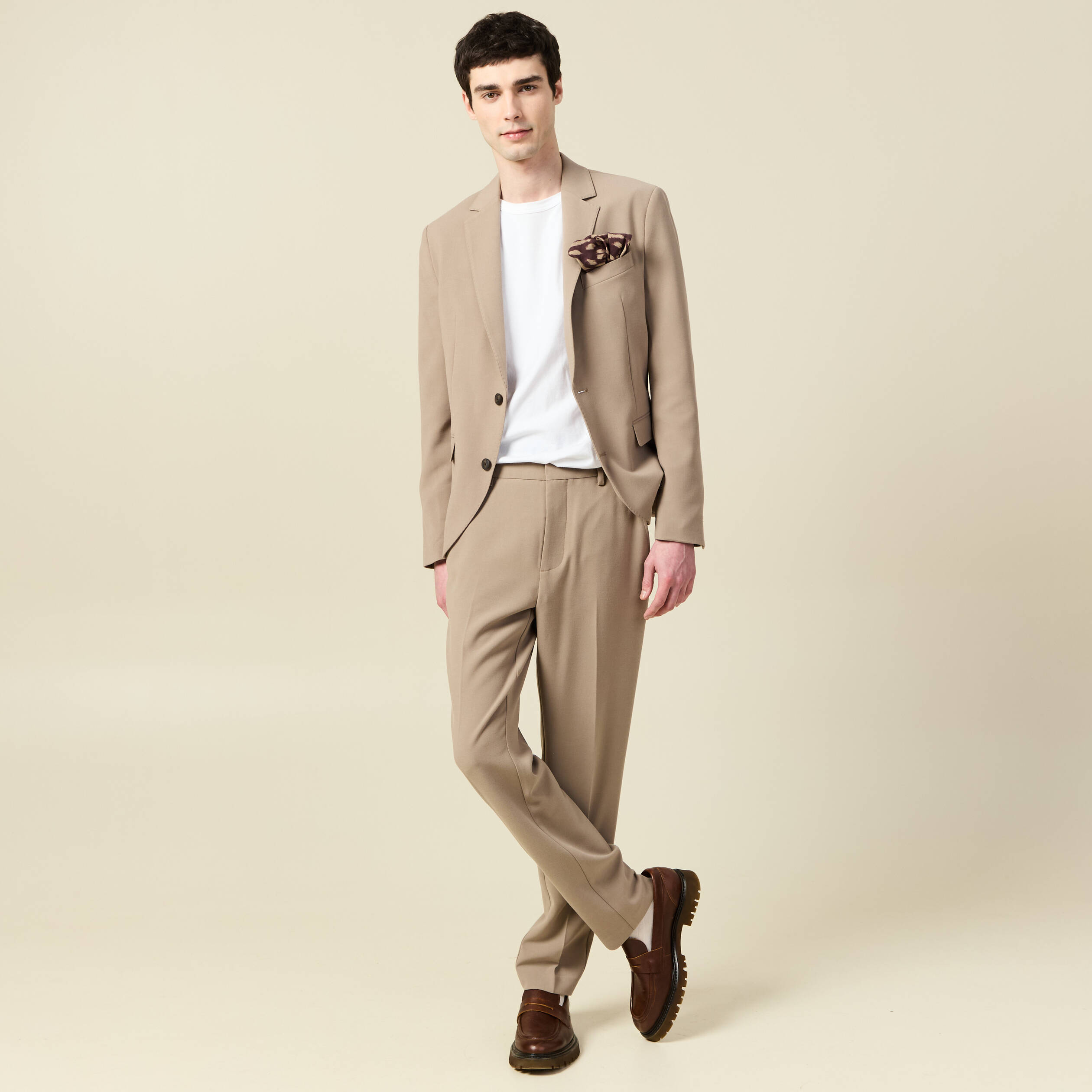 Pantalon slim cigarette taupe homme