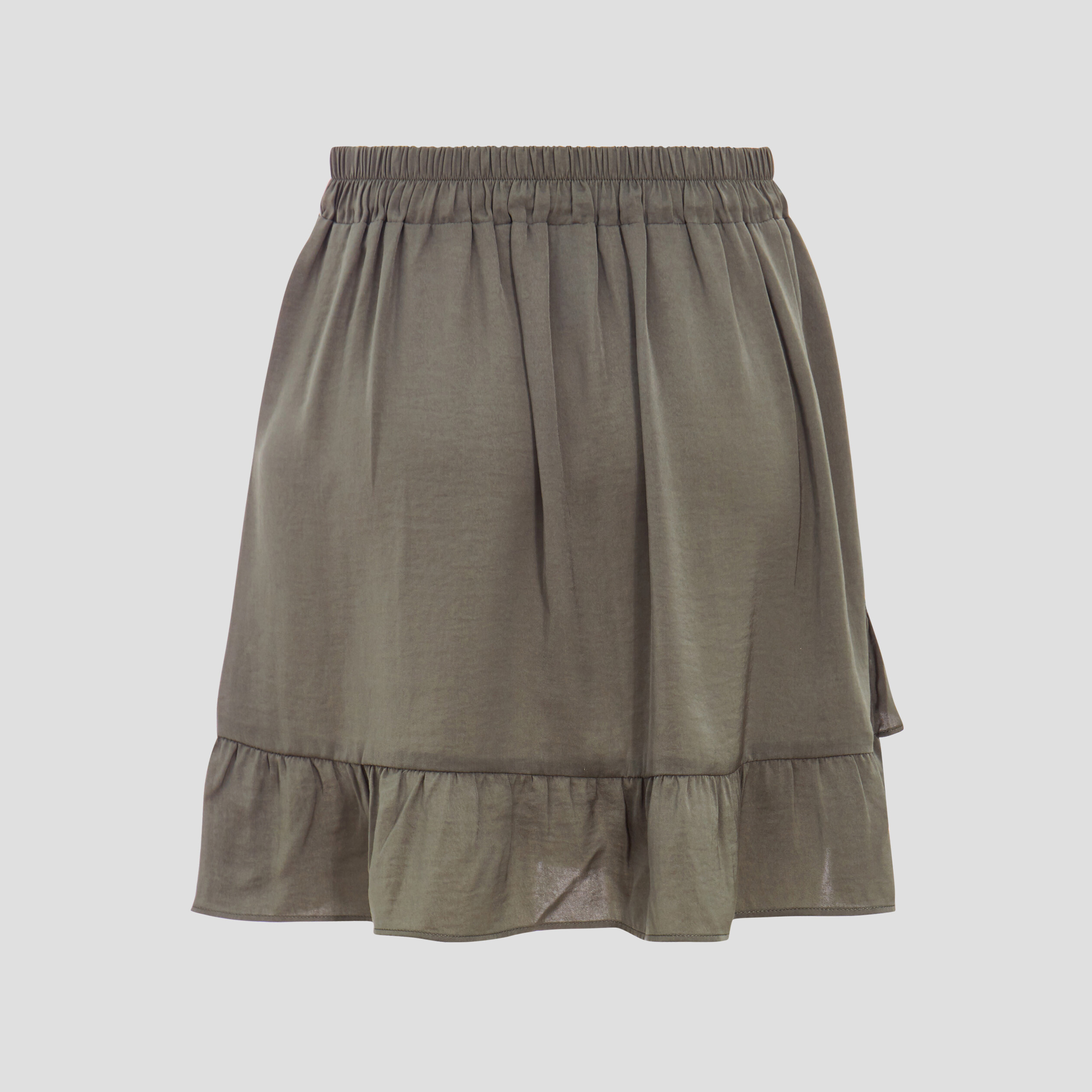 jupe droite volantee vert kaki femme Jupe droite volantée vert kaki femme