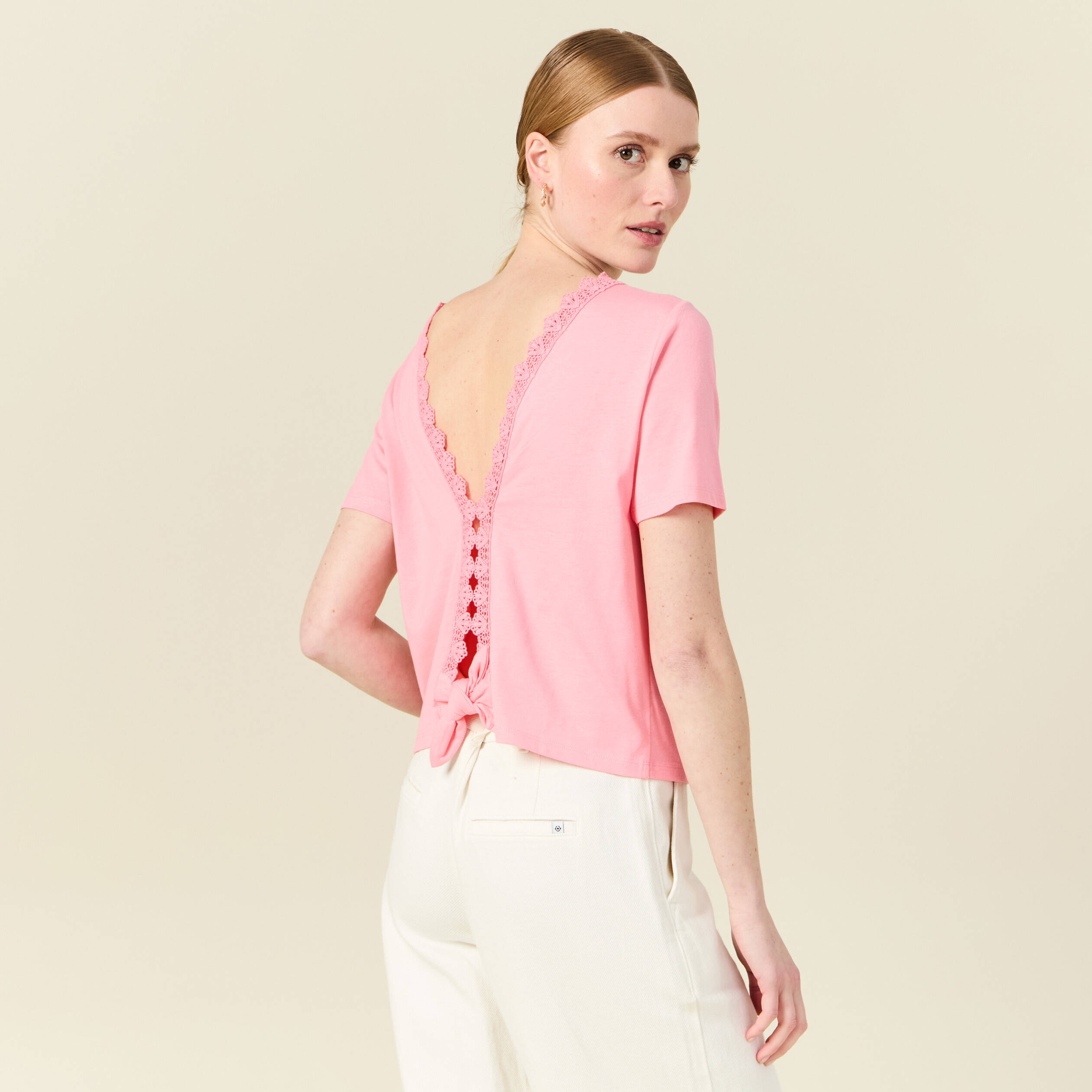 t shirt manches courtes rose femme T-shirt manches courtes rose femme