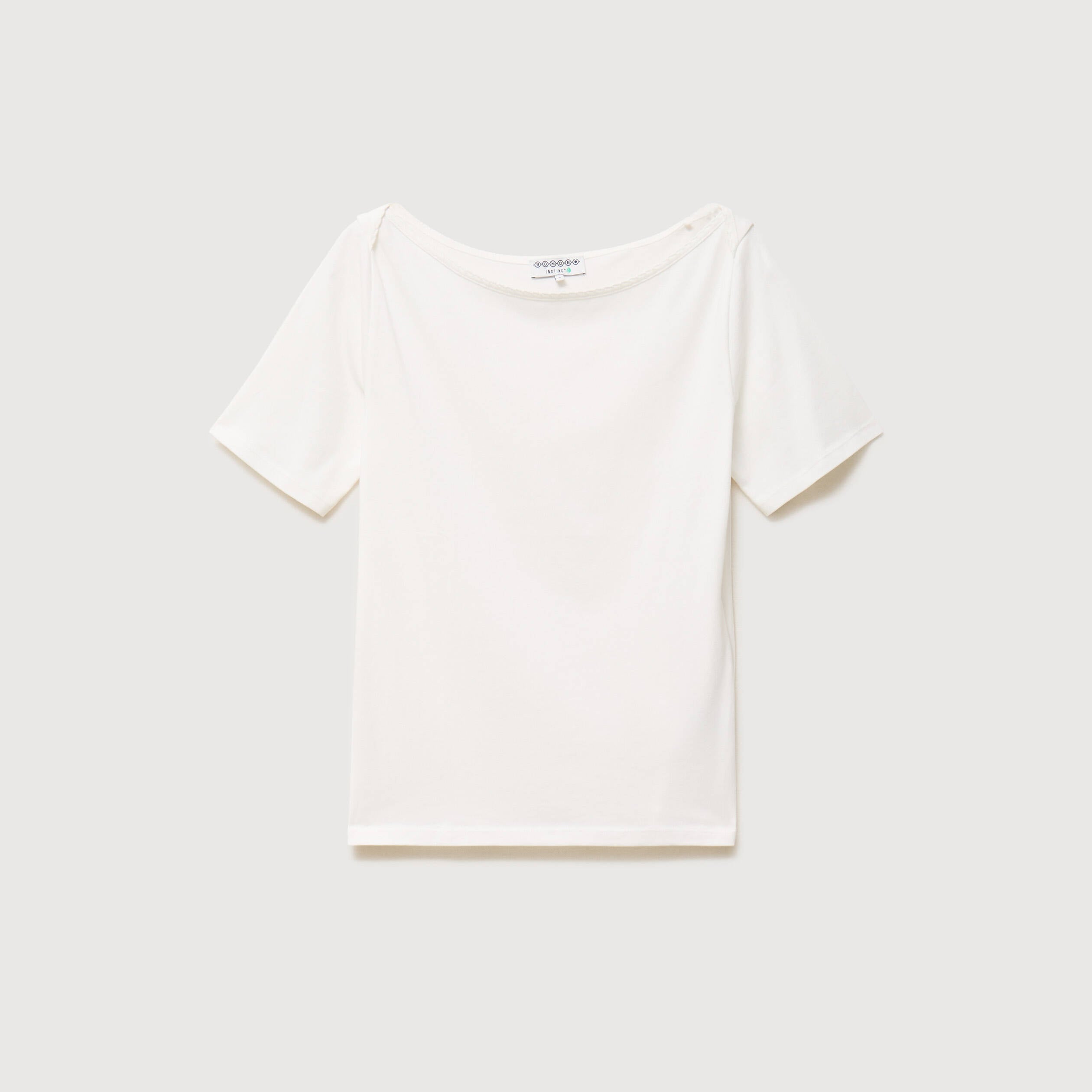 T-shirt ajust&eacute; manches courtes ecru femme