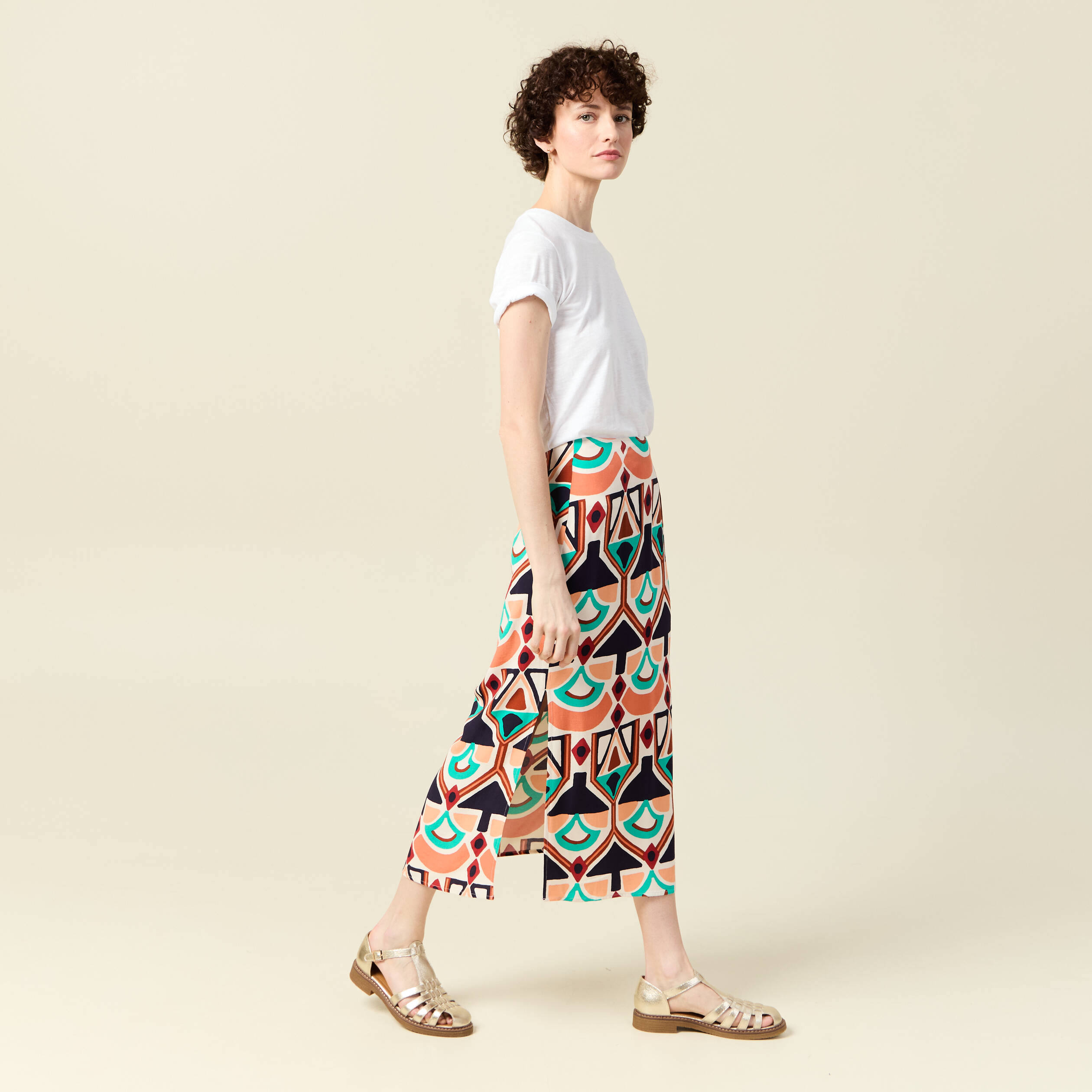 jupe longue droite fendue orange femme Jupe longue droite fendue orange femme