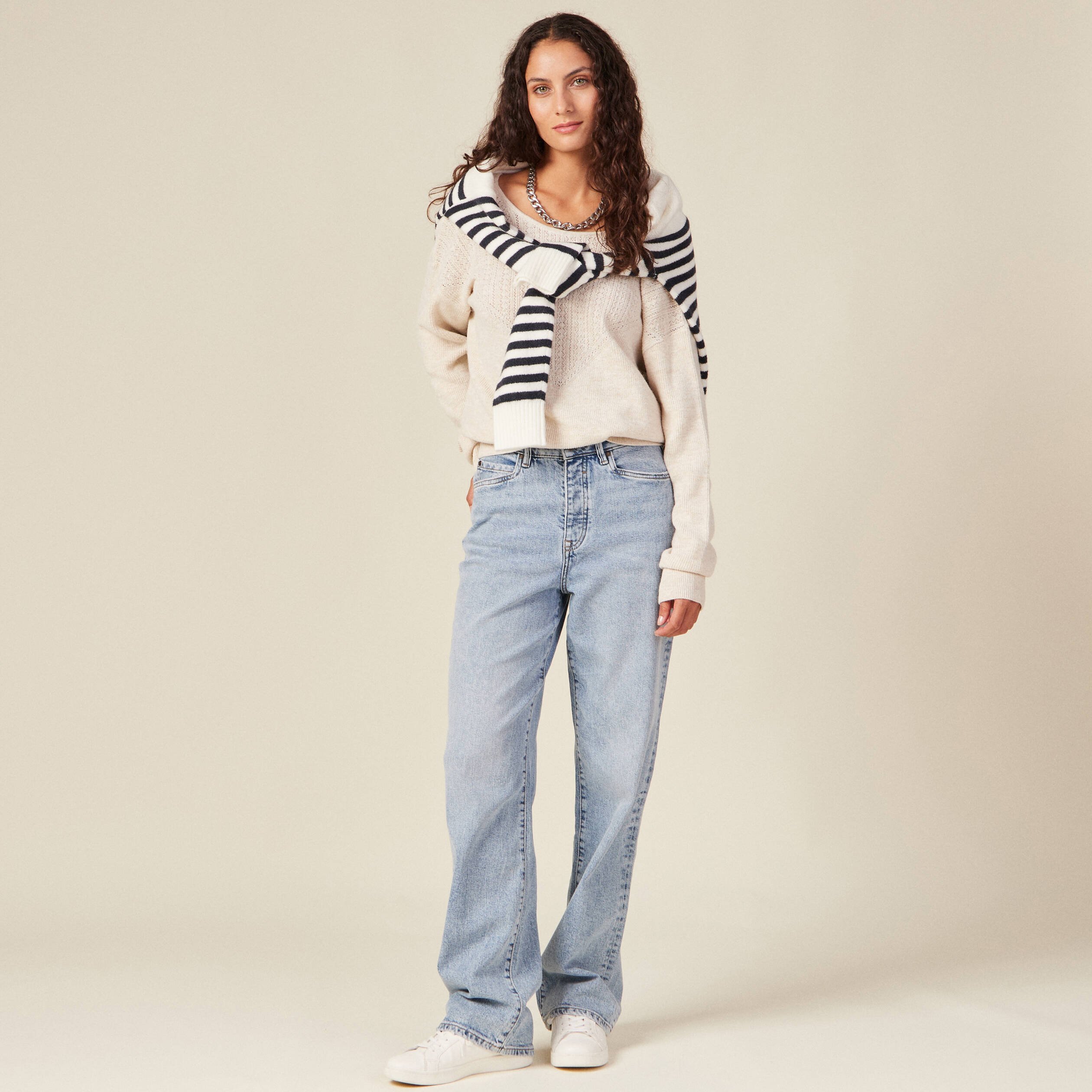 pull manches longues creme femme Pull manches longues creme femme