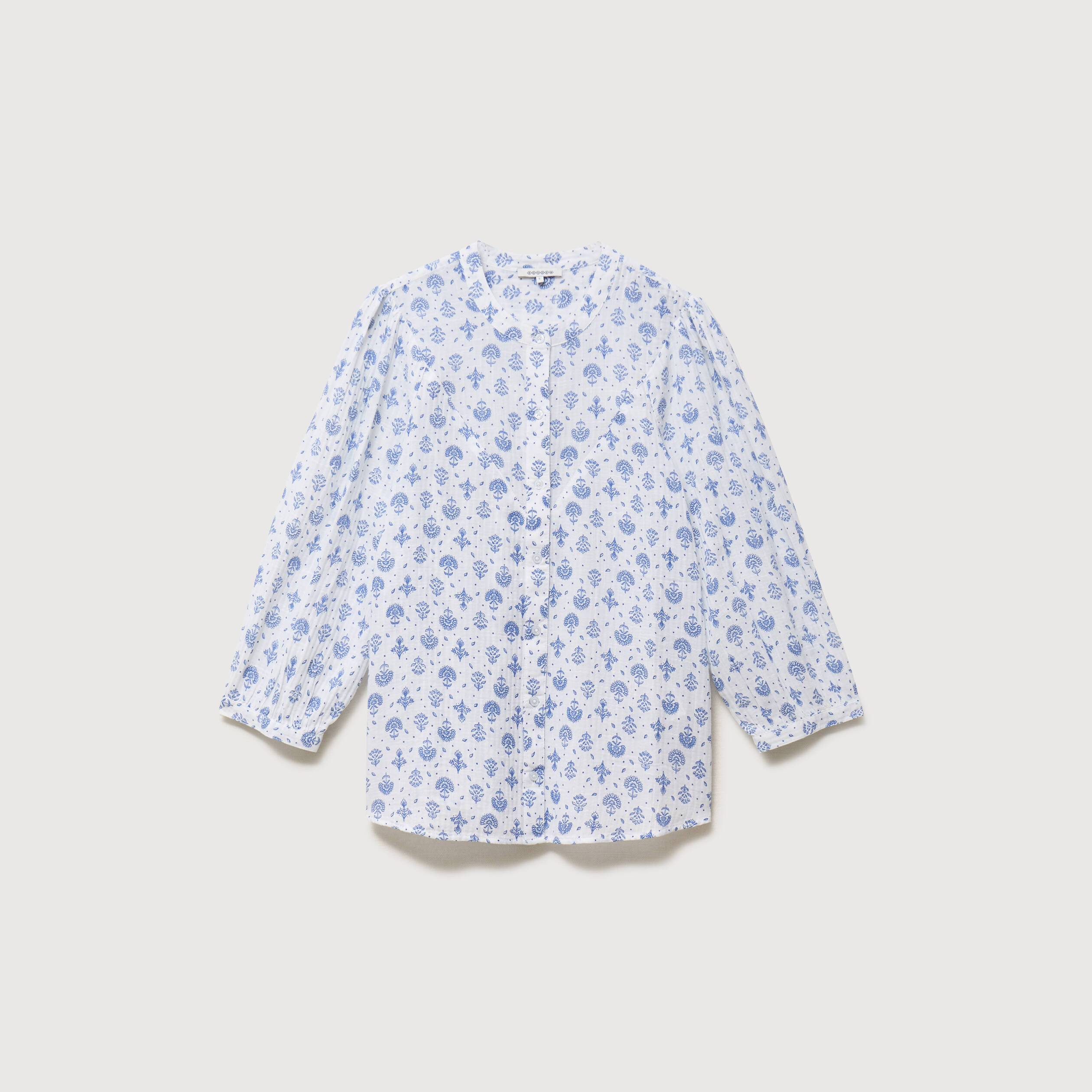 Chemise &agrave; manches longues bleu femme