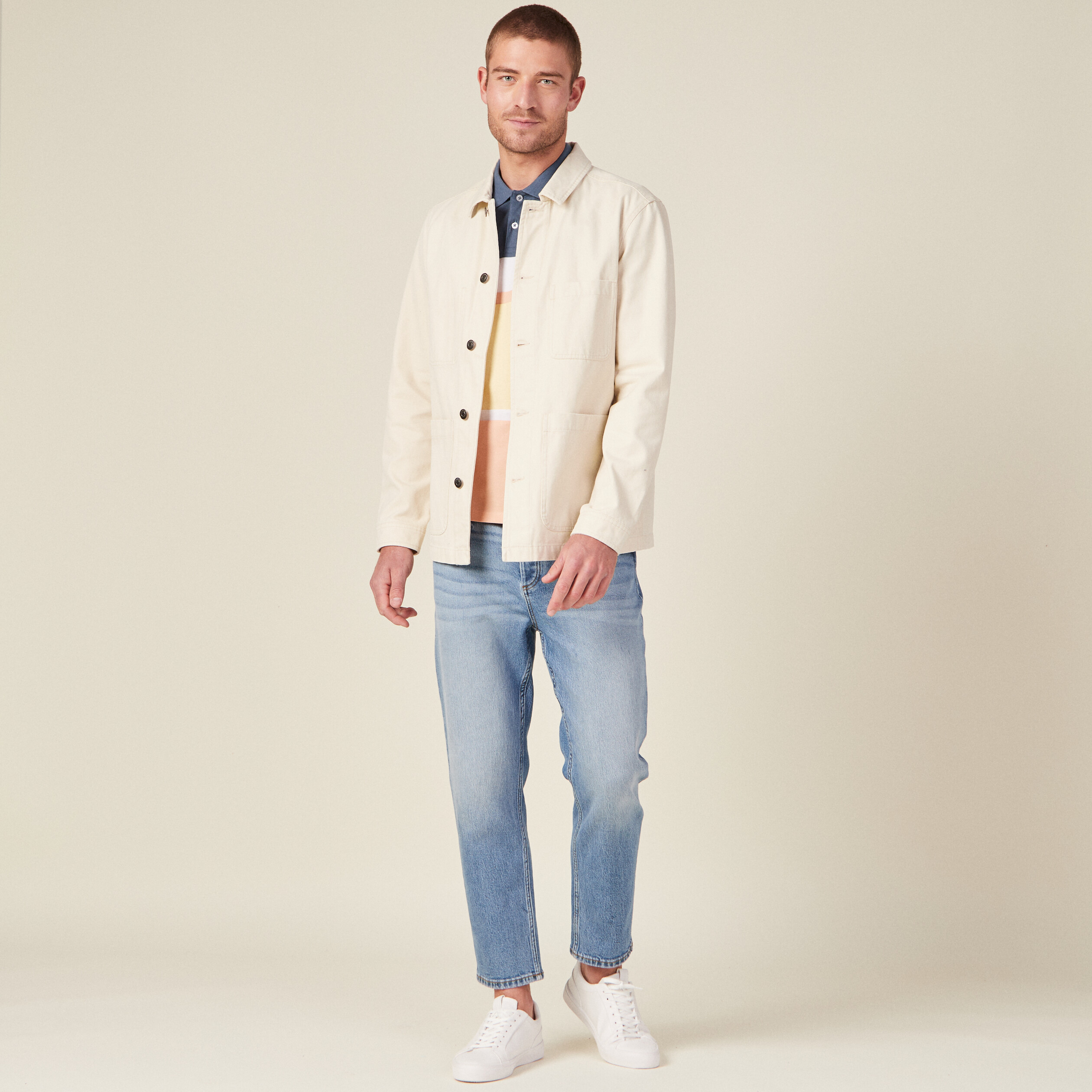 Polo éco-responsable bleu gris homme