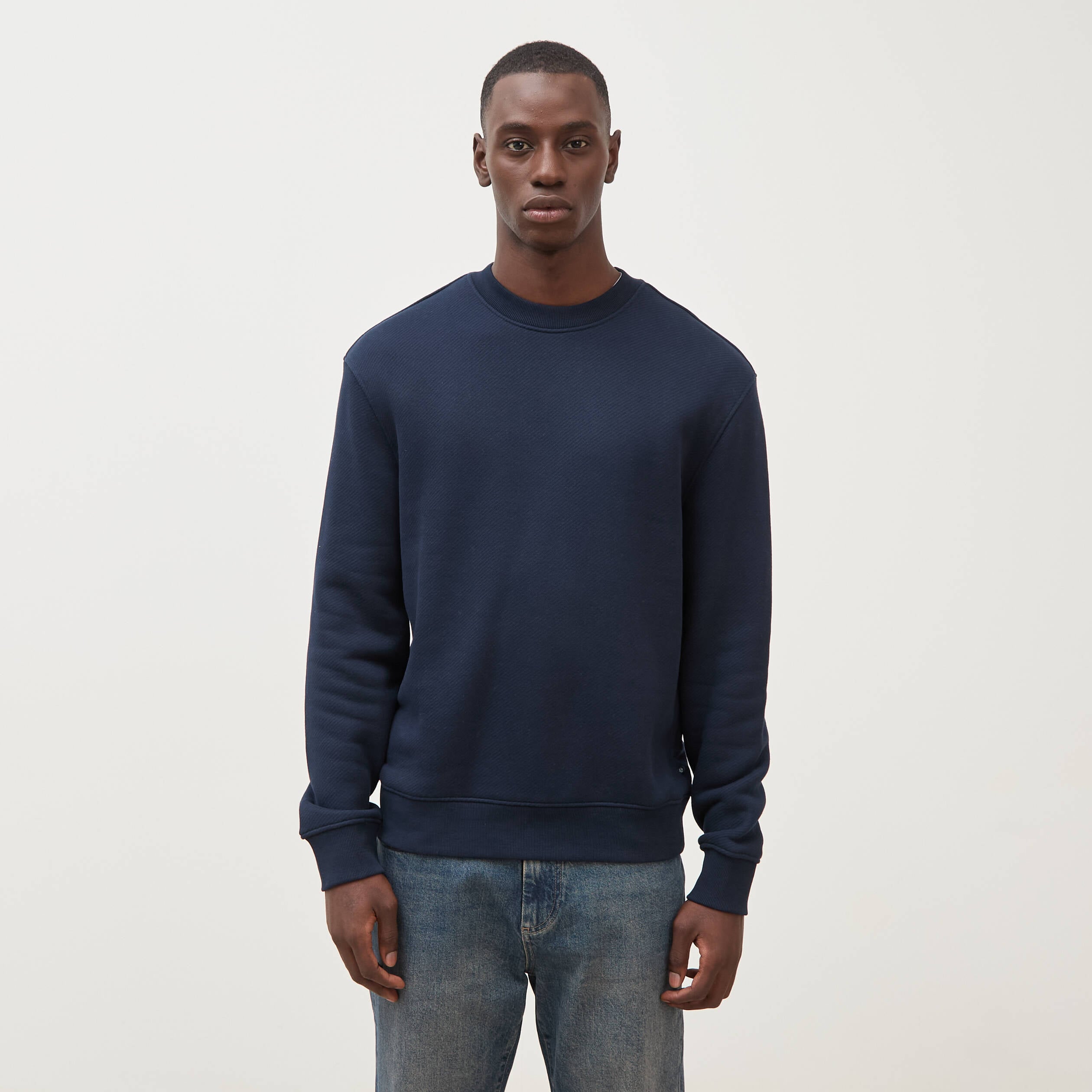 Sweat manches longues bleu marine homme