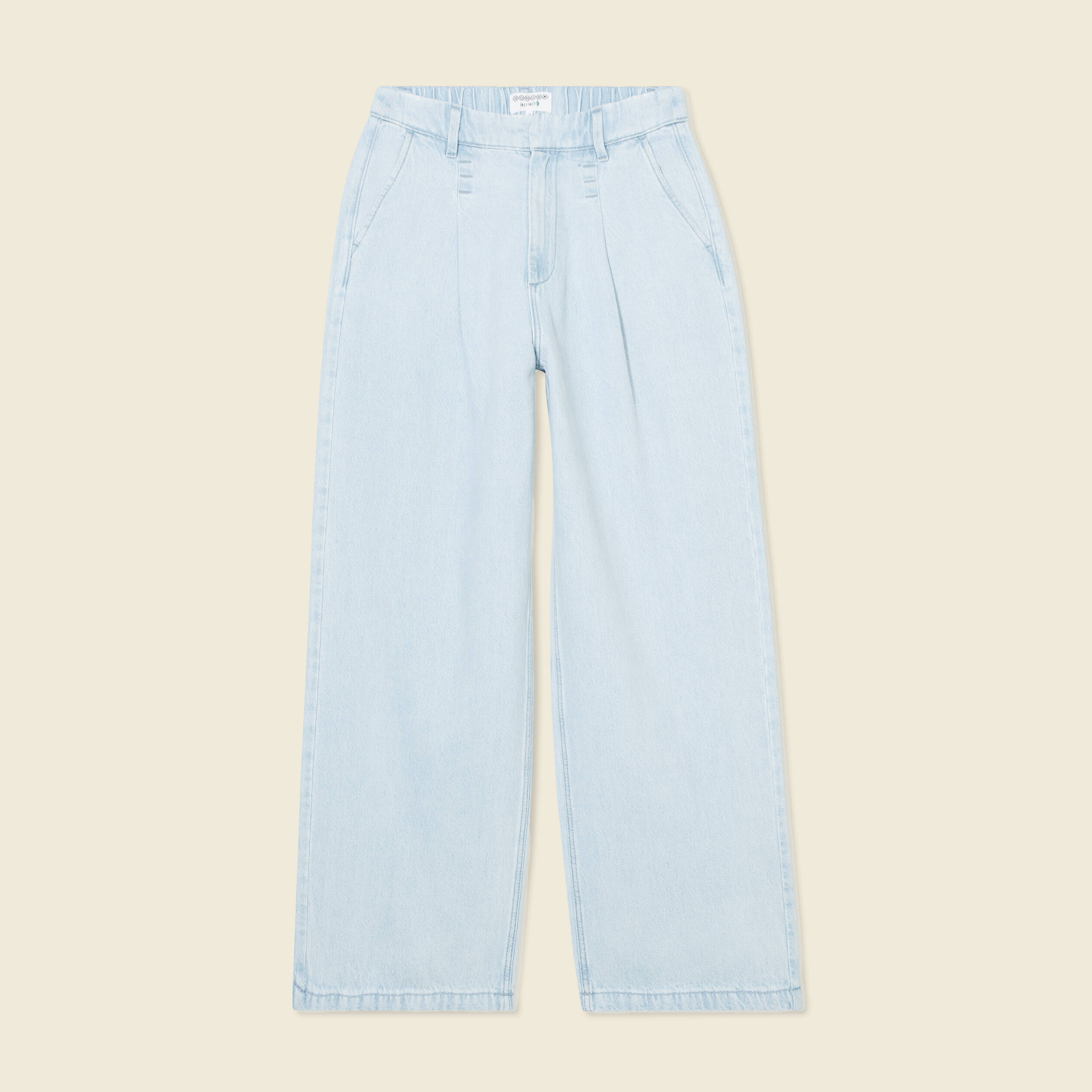 jeans large a pinces denim bleach femme Jeans large à pinces denim bleach femme