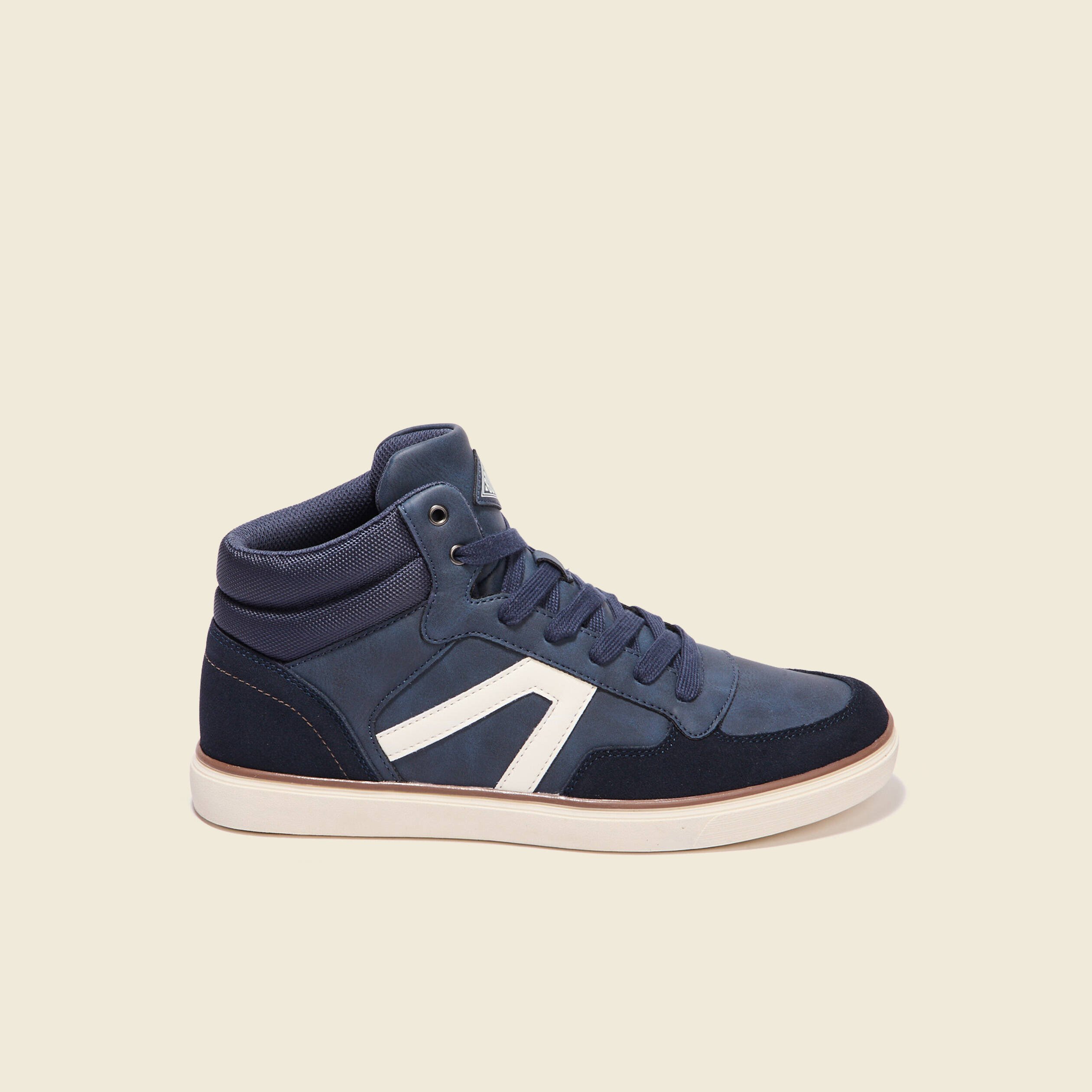 baskets montantes a lacets bleu marine homme Baskets montantes à lacets bleu marine homme