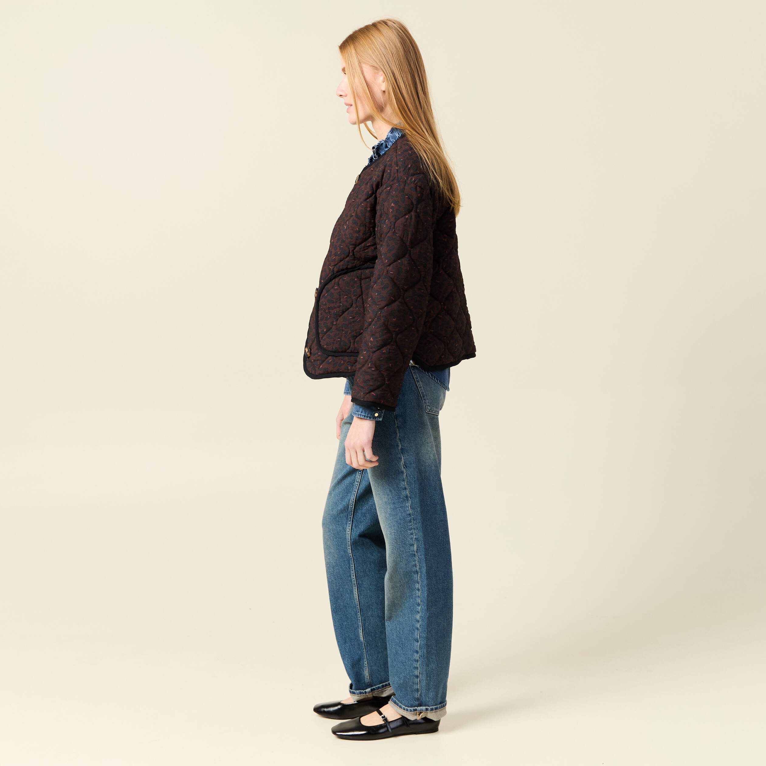 Blouson matelassé camel femme