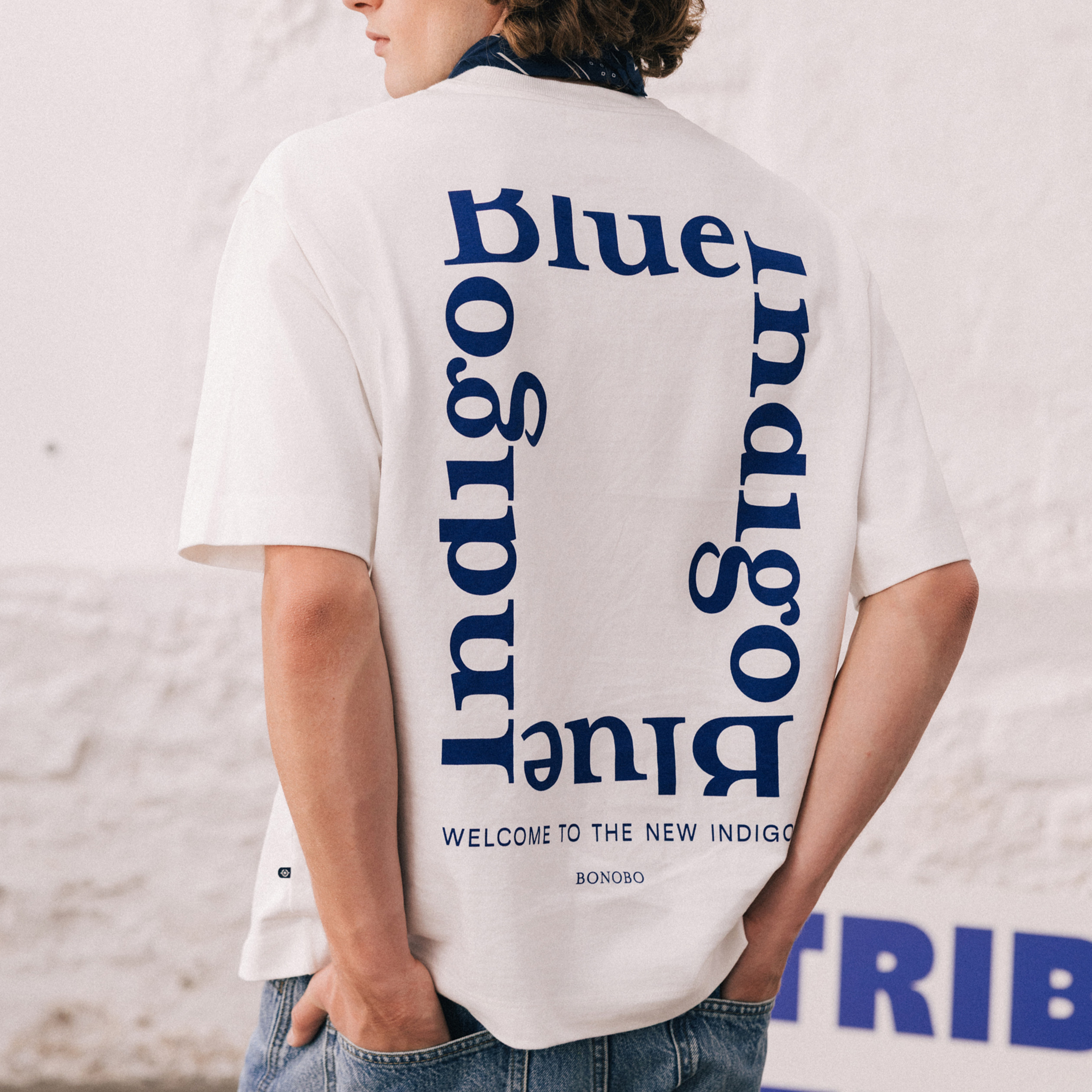 T-shirt ample col rond manches courtes ecru homme