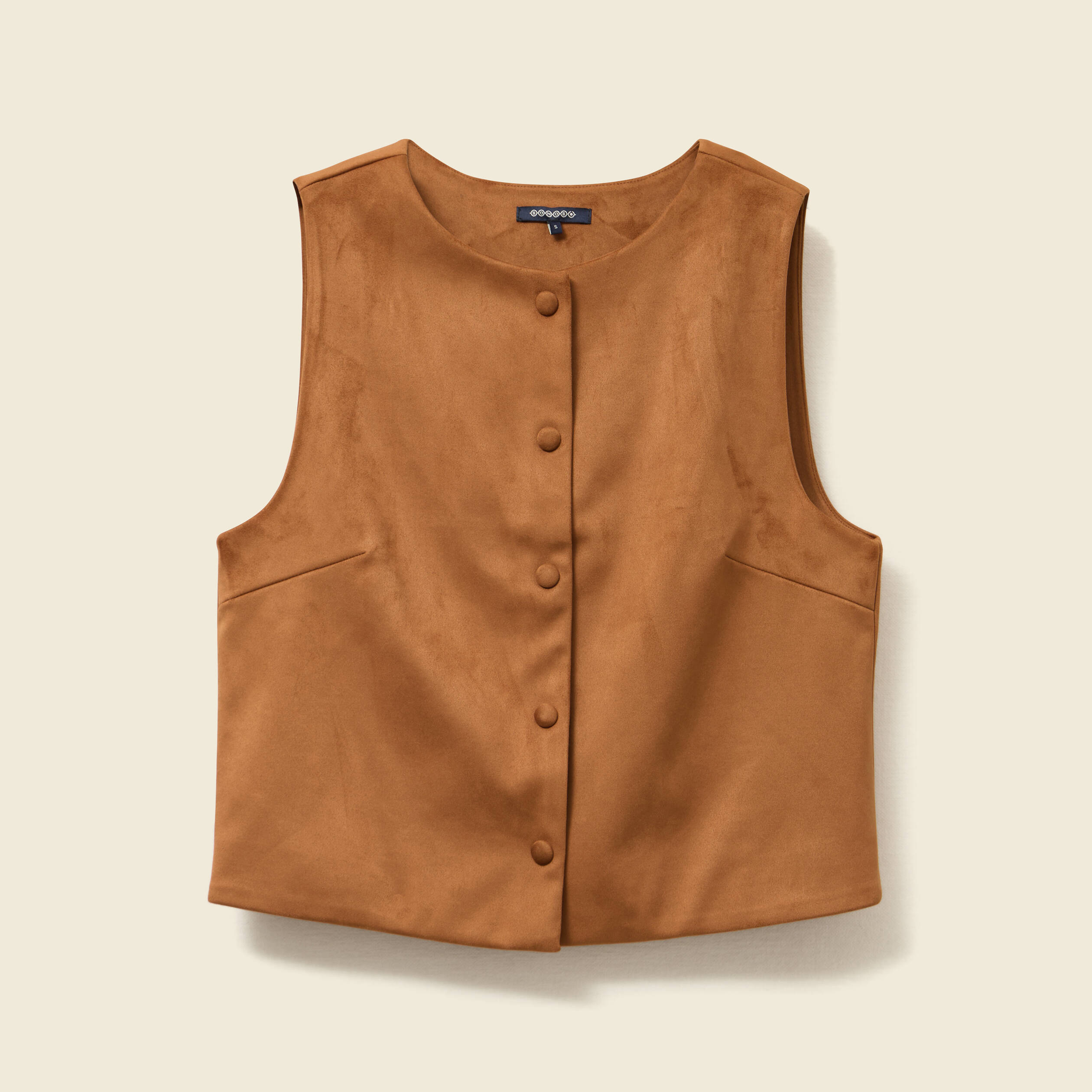 Gilet sans manches doublé camel femme