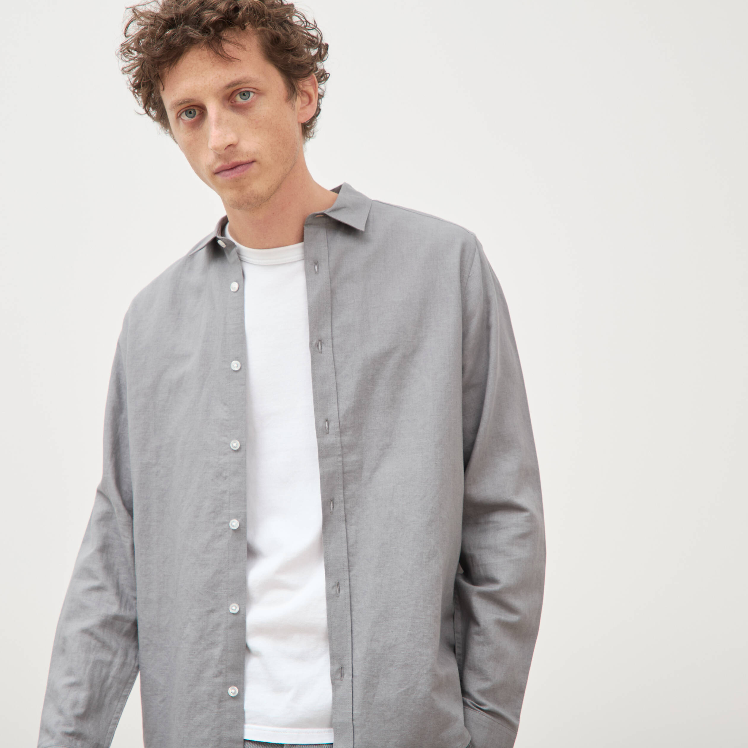 Chemise manches longues gris homme