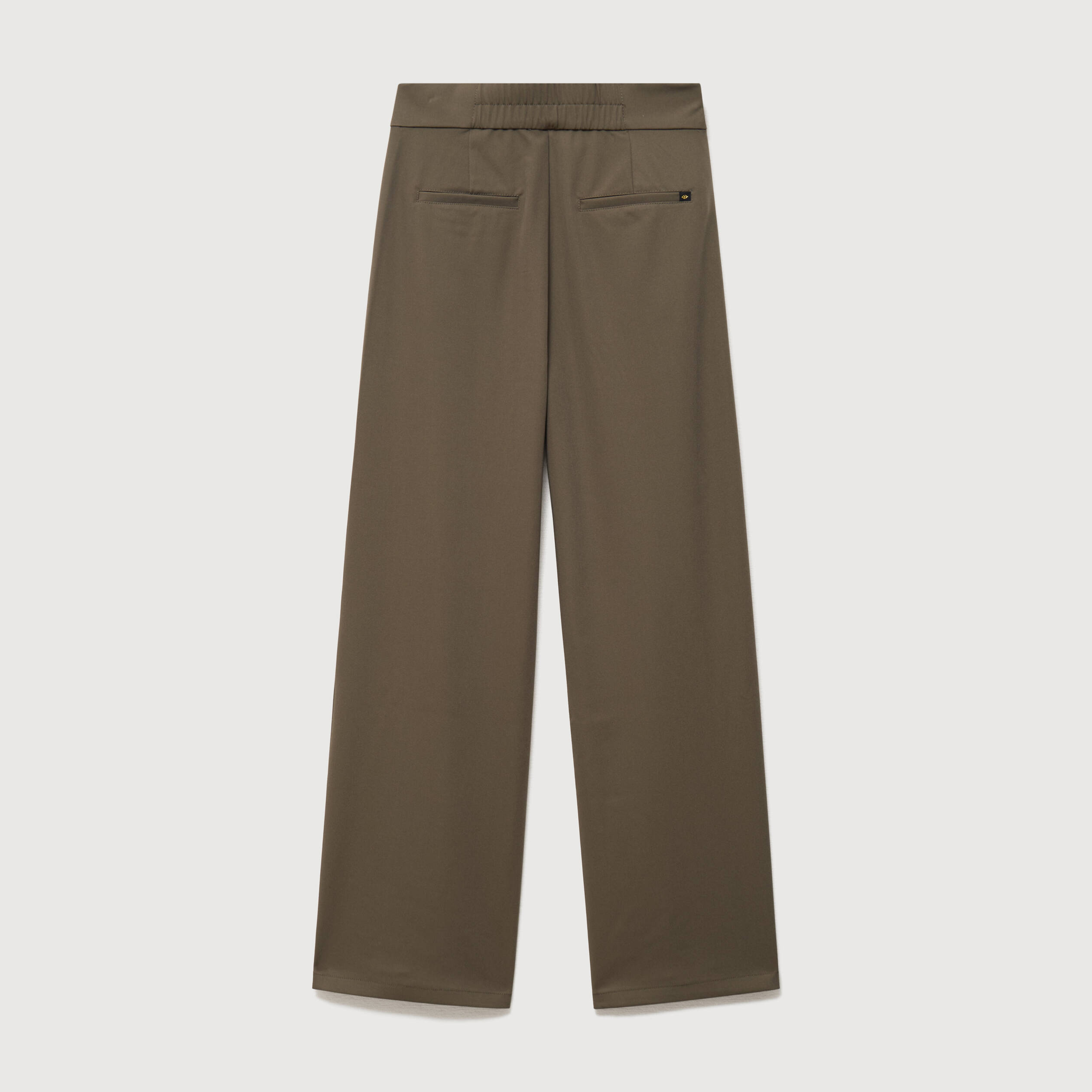 Pantalon large taille haute fluide camel femme