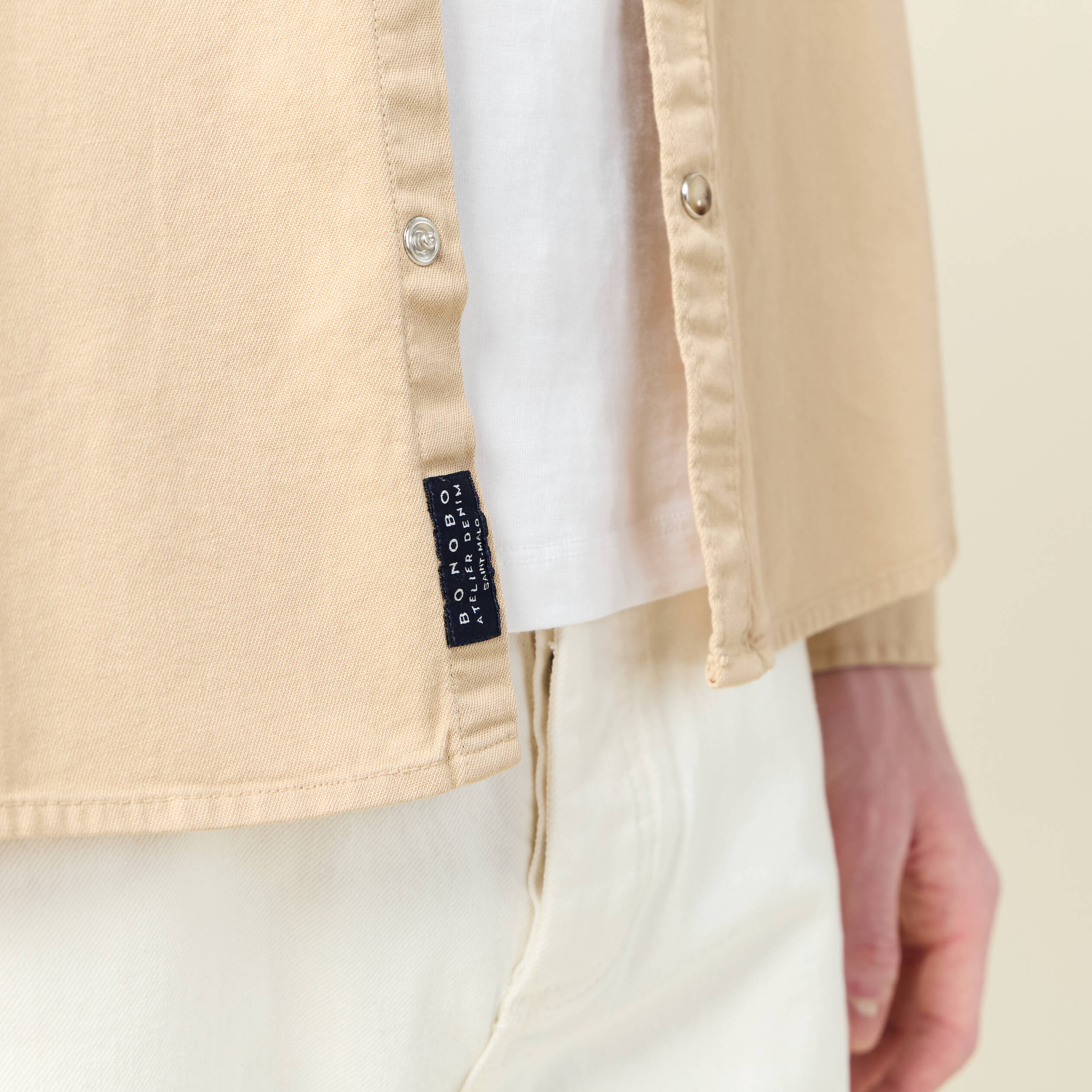 chemise manches longues beige homme Chemise manches longues beige homme