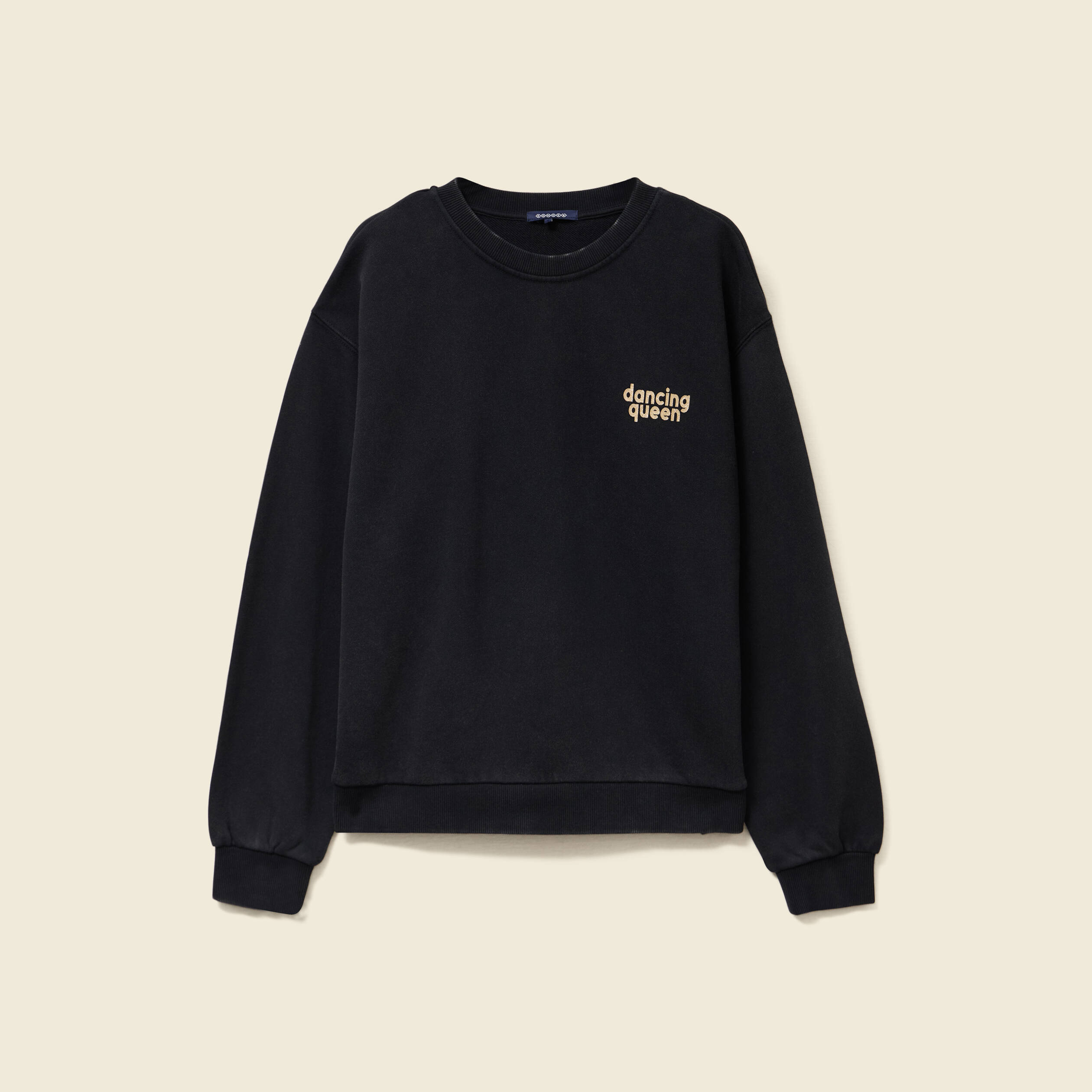 sweat col rond manches longues en coton noir femme Sweat col rond manches longues en coton noir femme