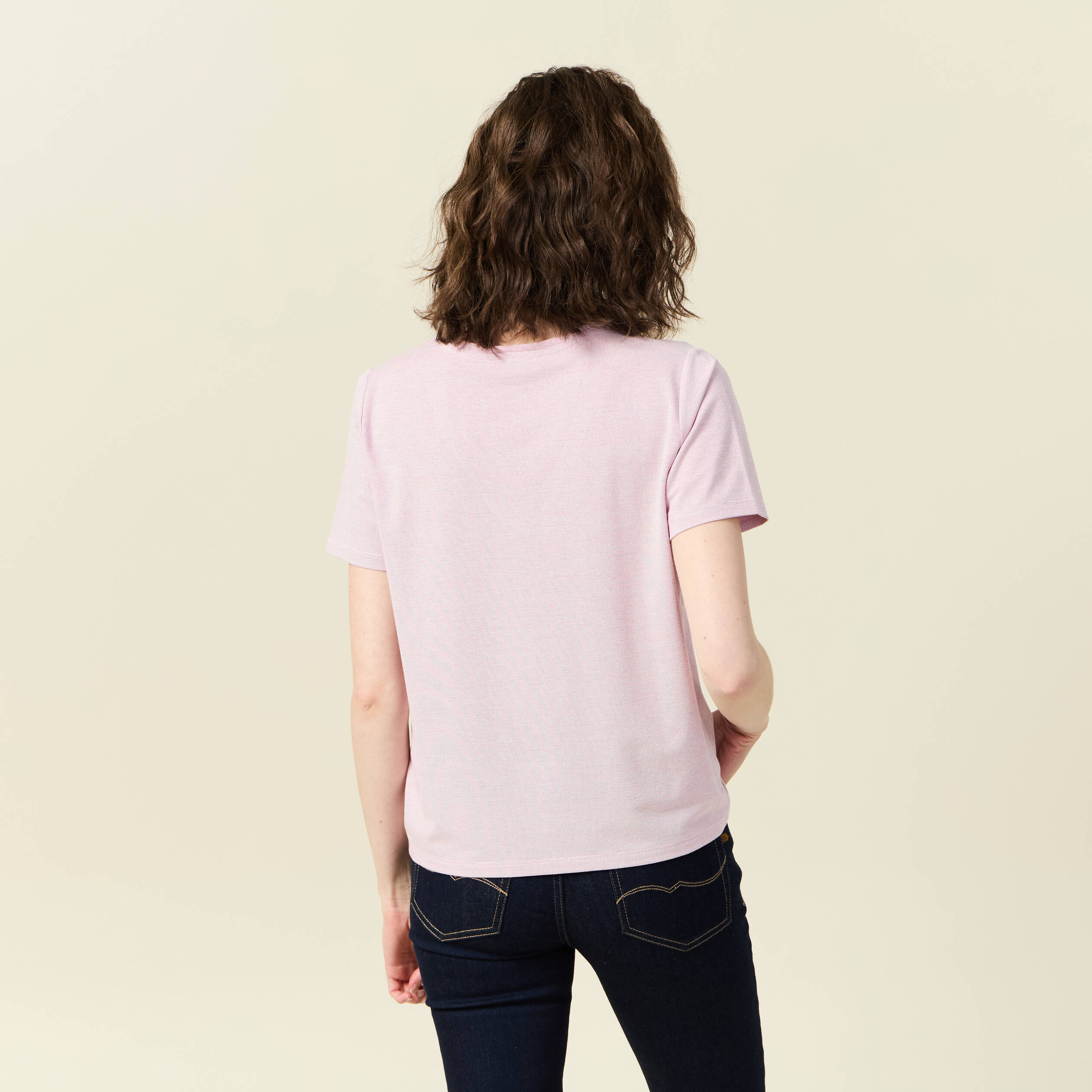 t shirt manches courtes rose clair femme T-shirt manches courtes rose clair femme