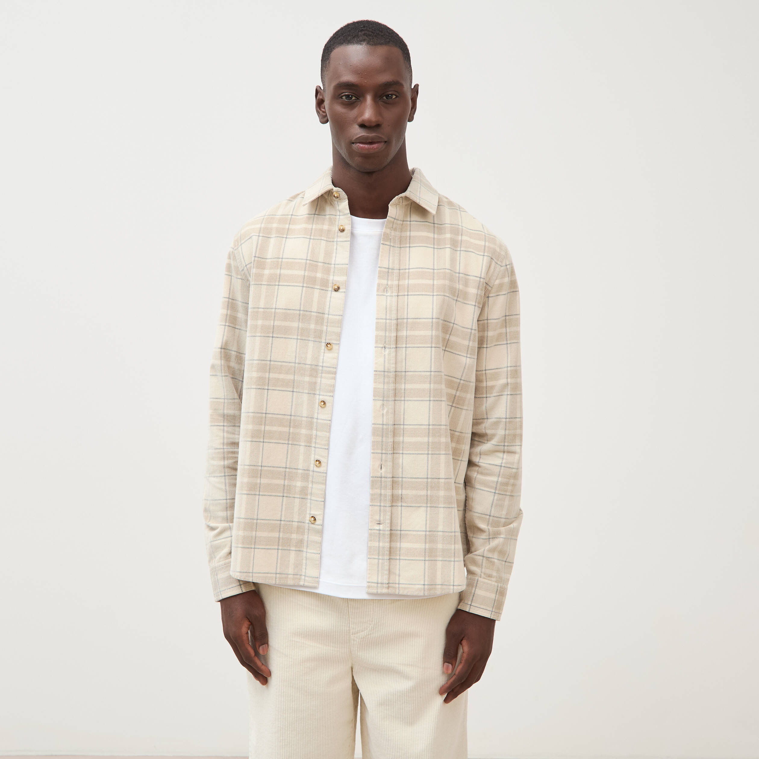 Chemise col classique manches longues sable homme