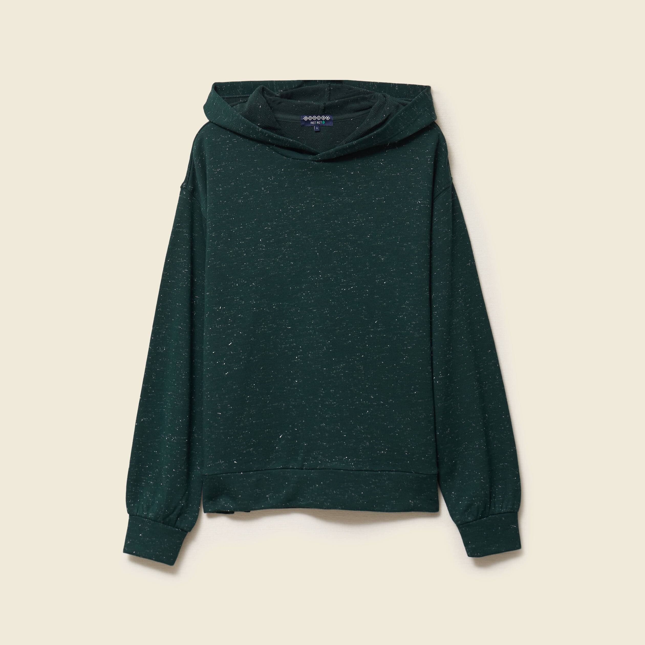 Sweat &agrave; capuche manches longues vert fonc&eacute; femme