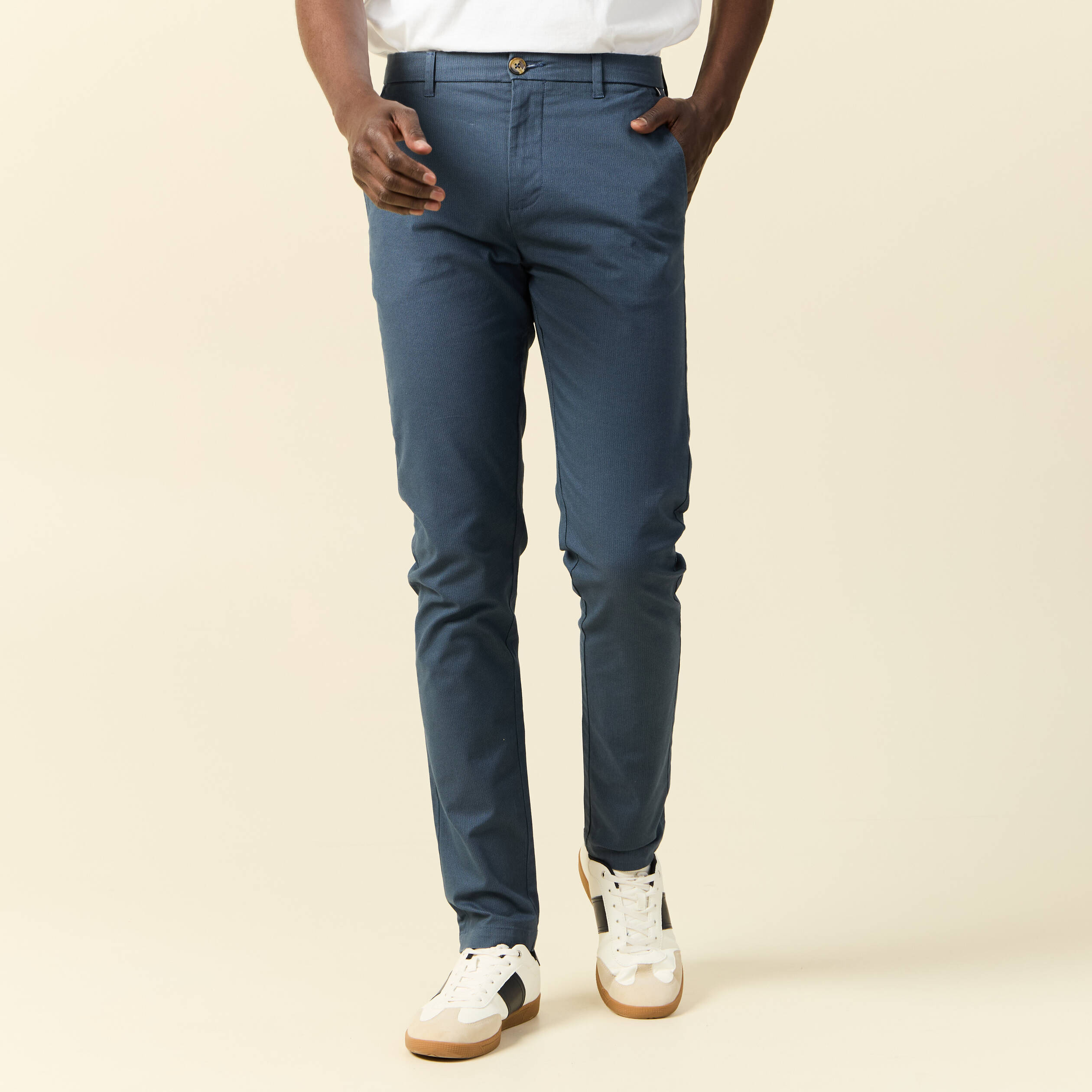 pantalon slim instinct chino bleu gris homme Pantalon slim Instinct chino bleu gris homme