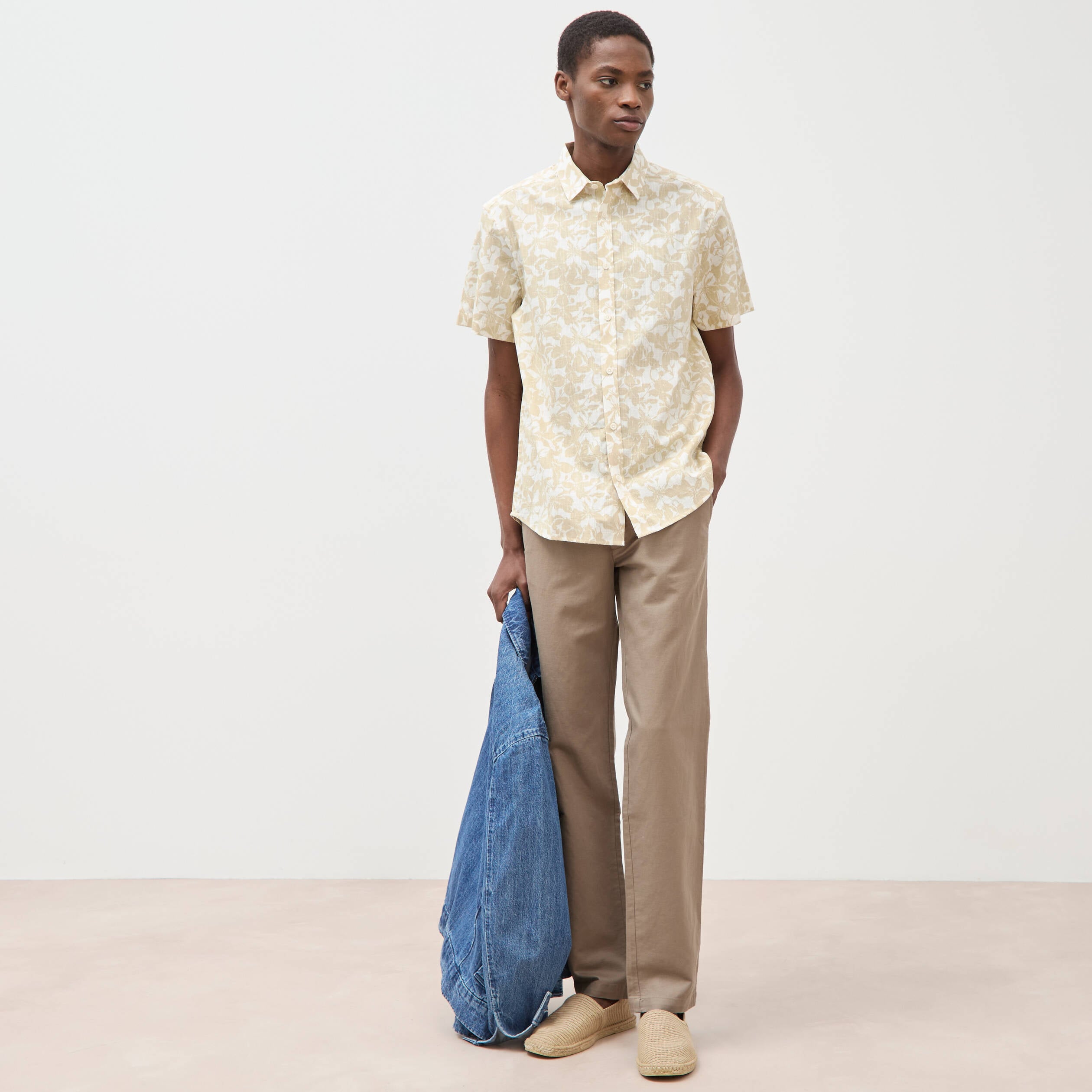 Chemise manches courtes beige homme